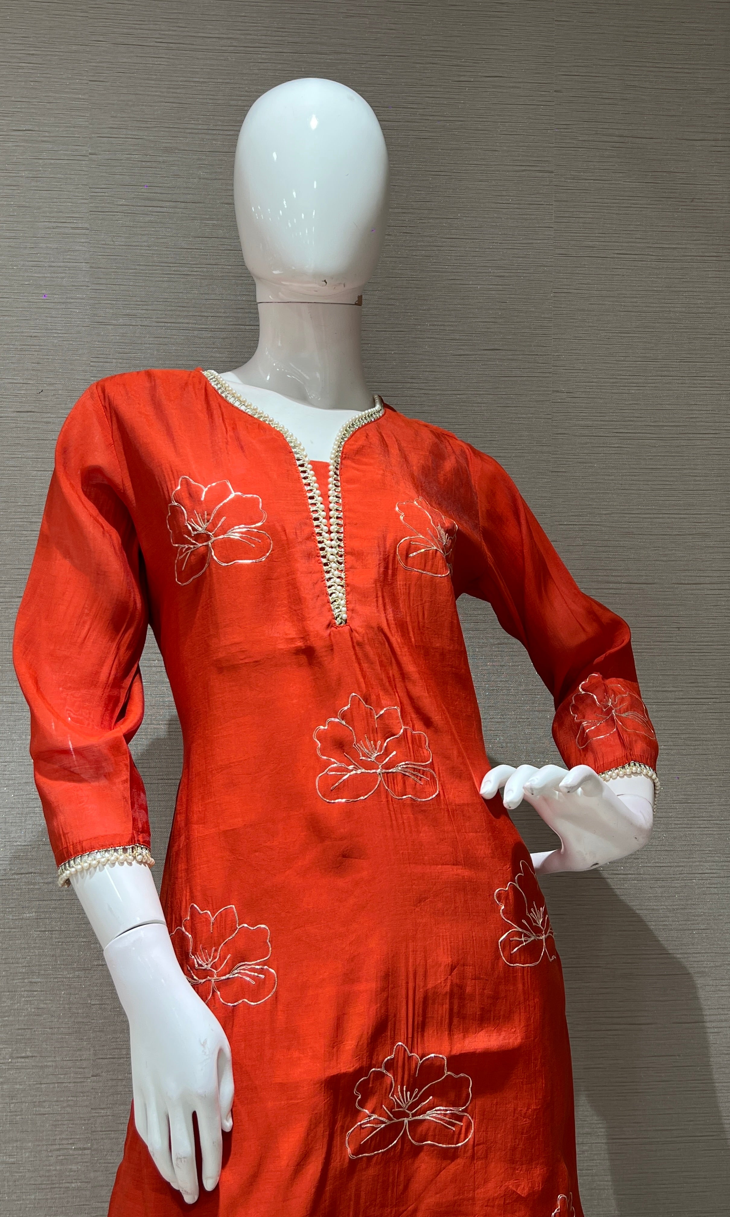 Rust KURTA SET WITH PALAZZO PANTS