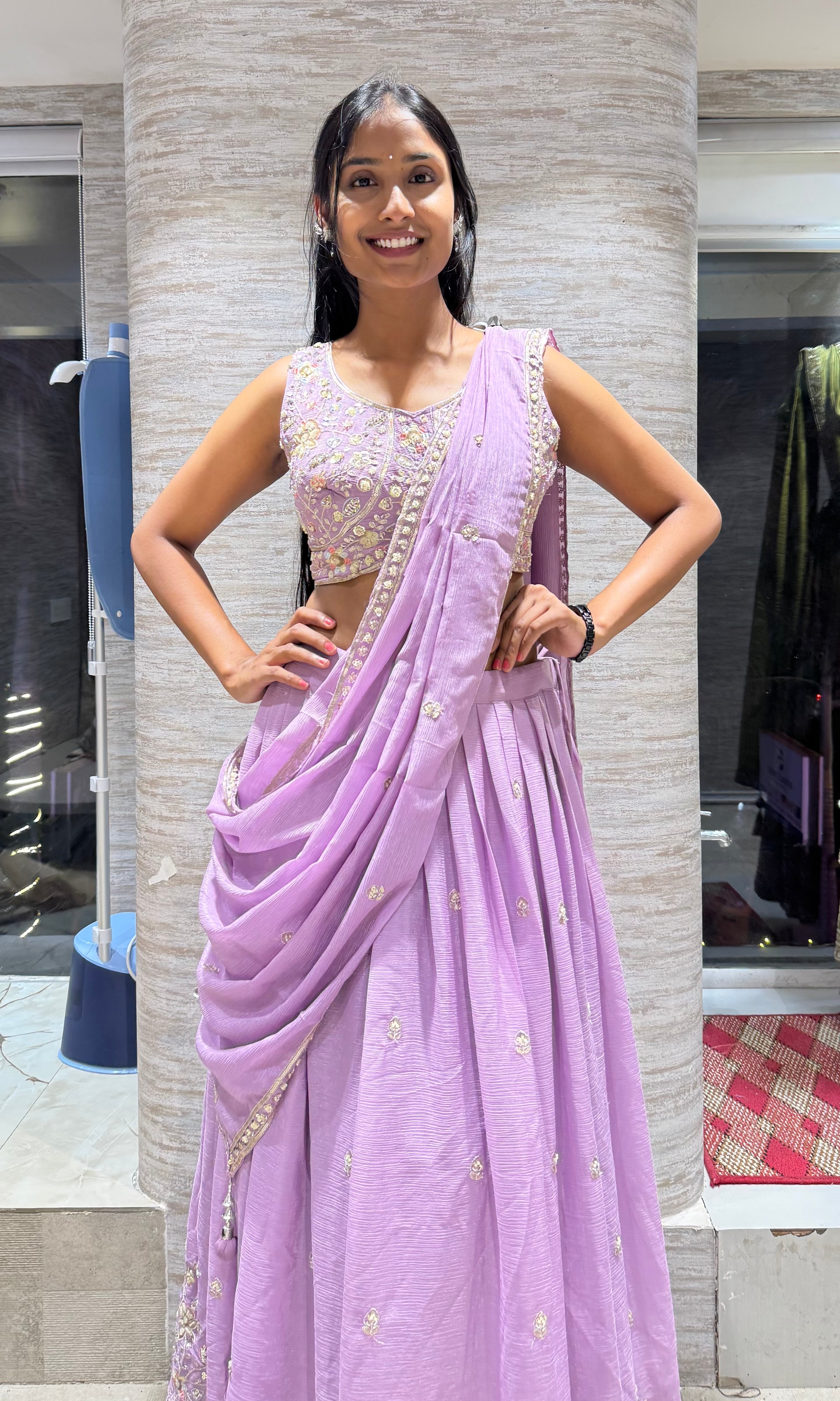 LAVENDER FLORAL EMBROIDERED LEHENGA