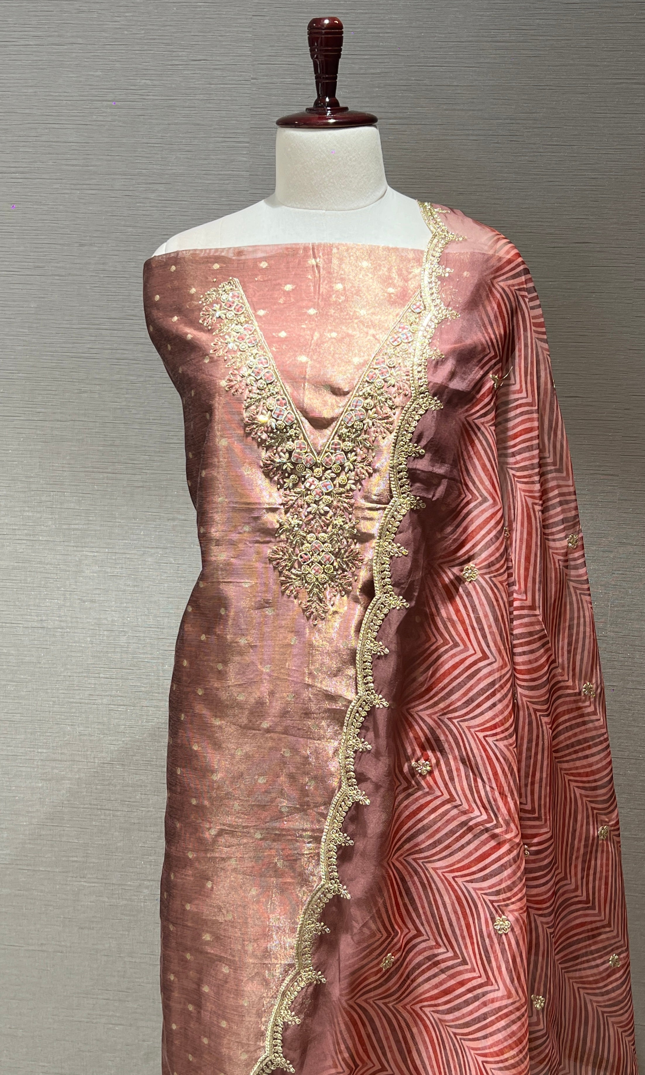 Brown dress material