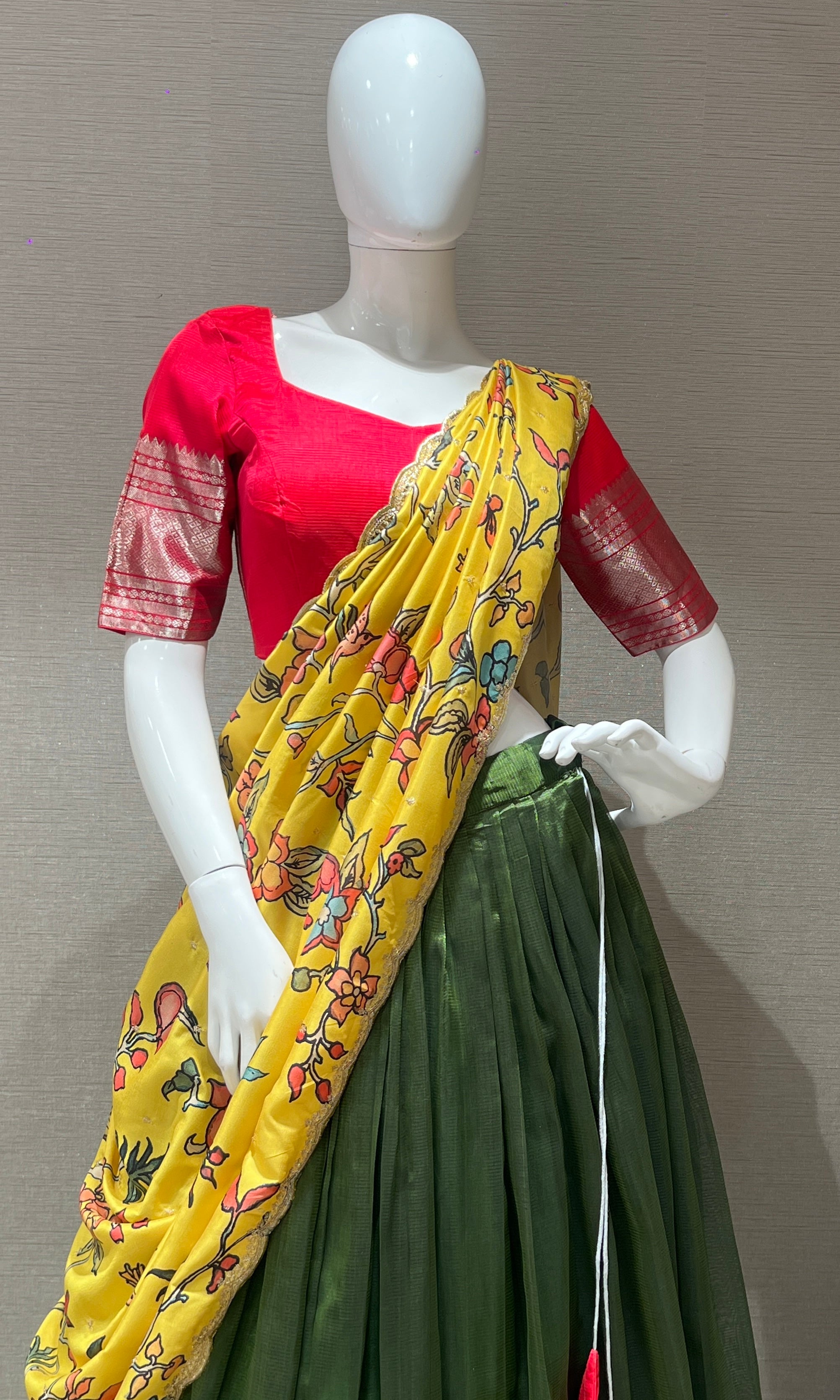 Mehandi Green Lehenga