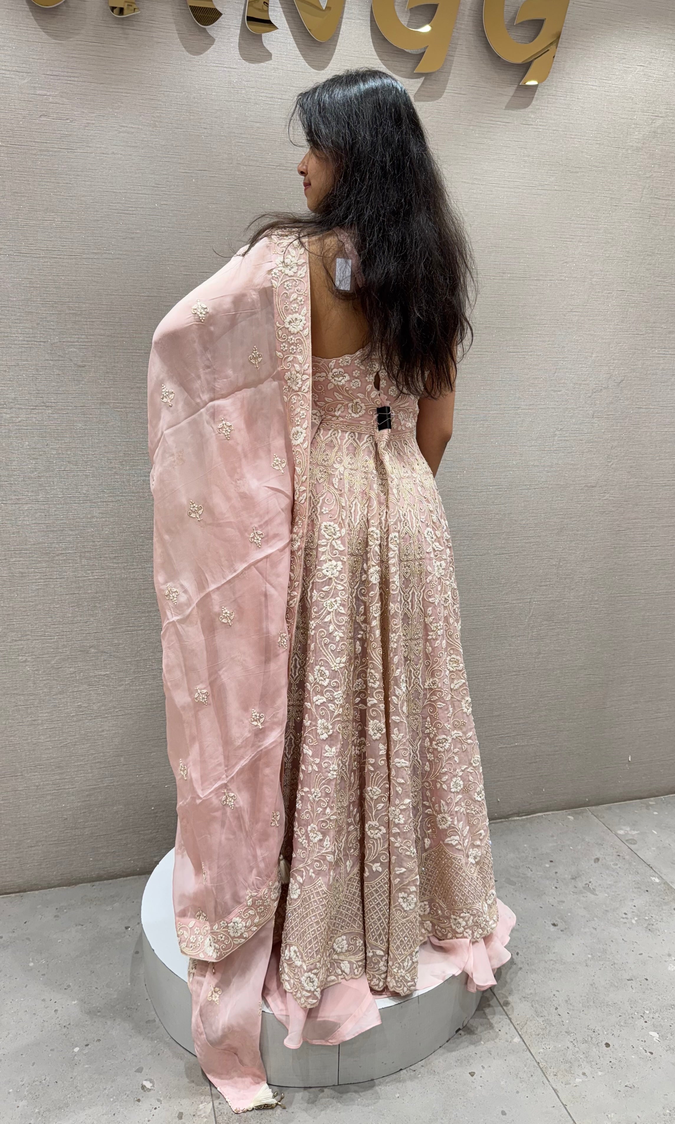 BLUSH pink EMBROIDERED FRONT SLIT ANARKALI