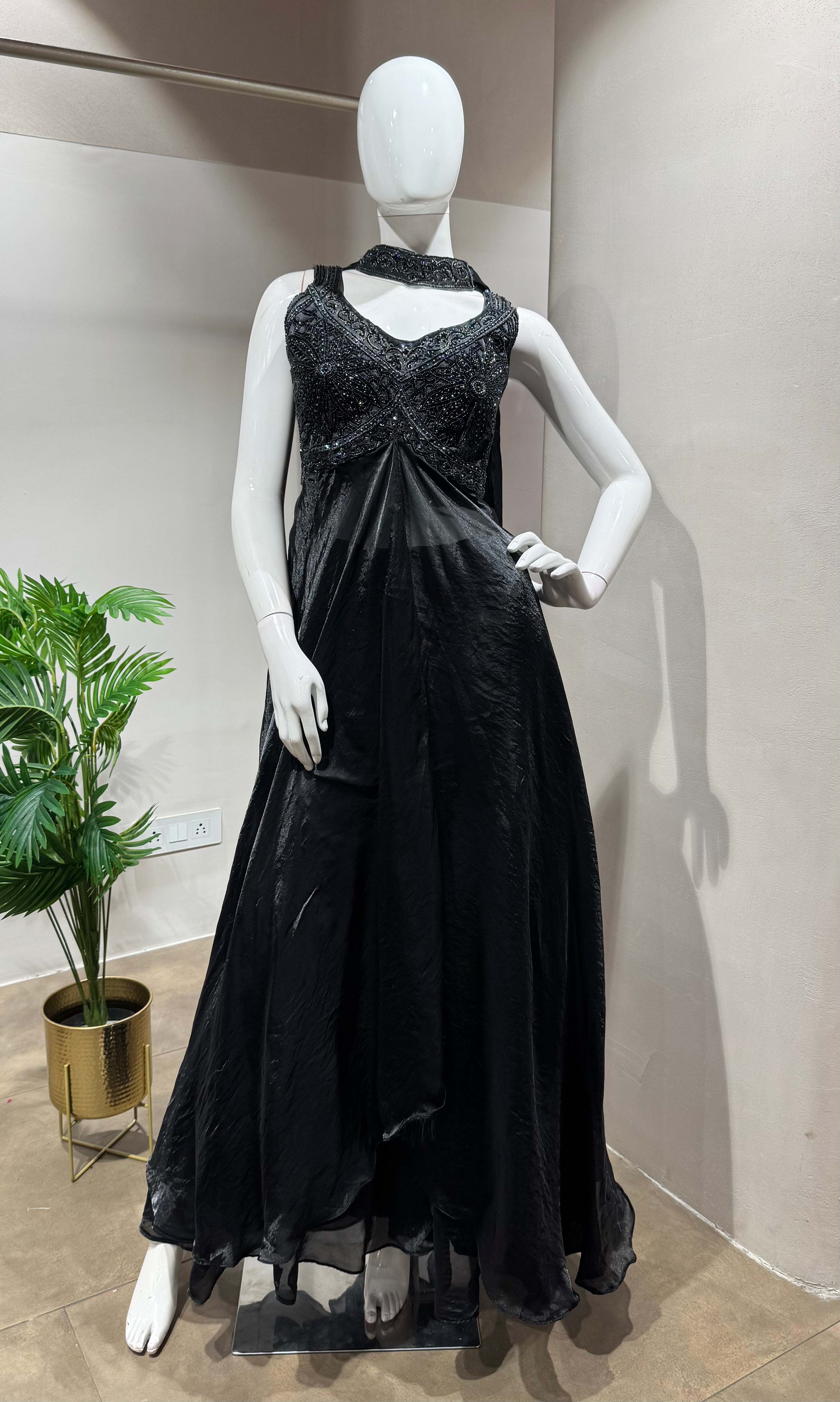 BLACK ANARKALI WITH PALAZZO PANTS