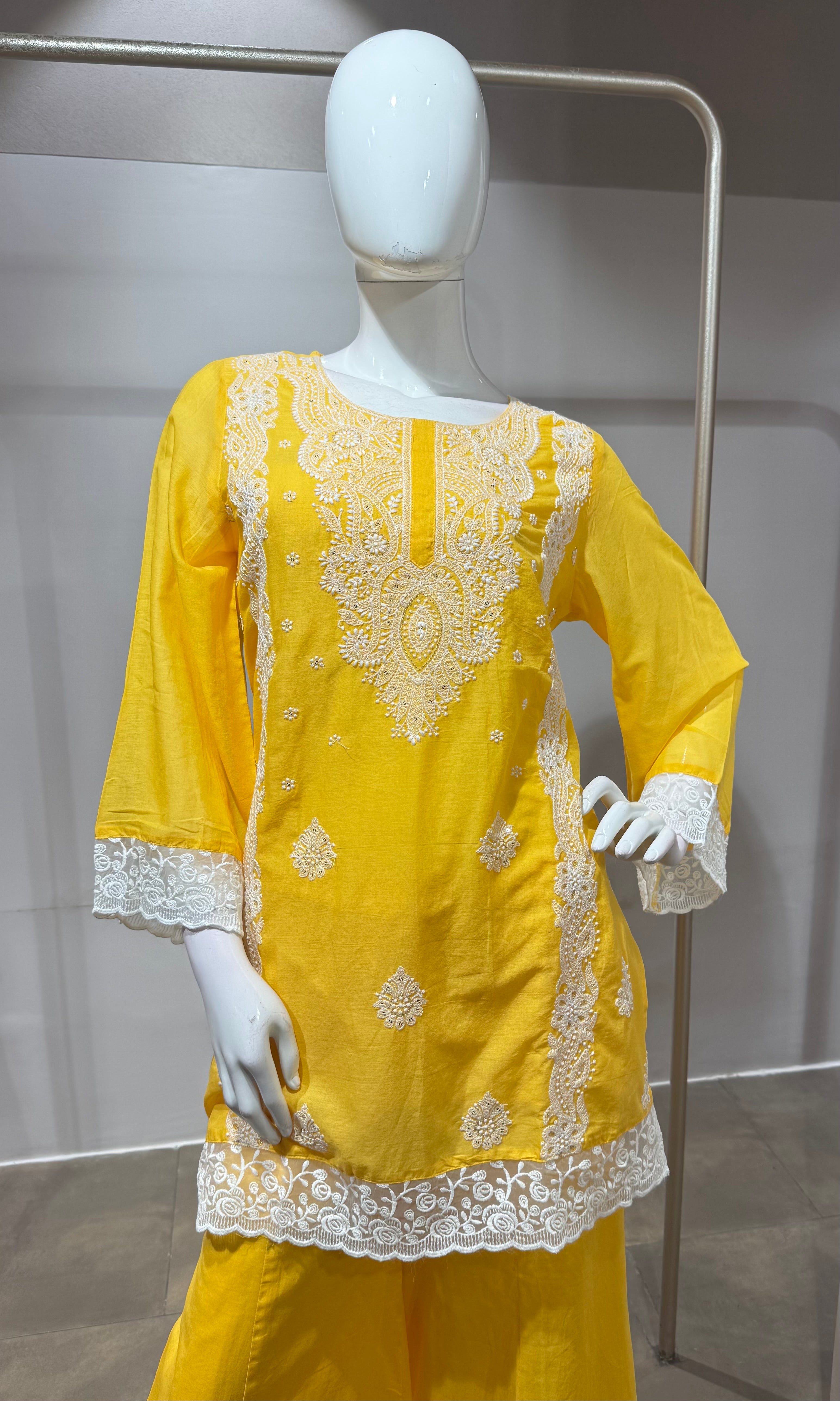 Sunshine Yellow Embroidered Sharara Set