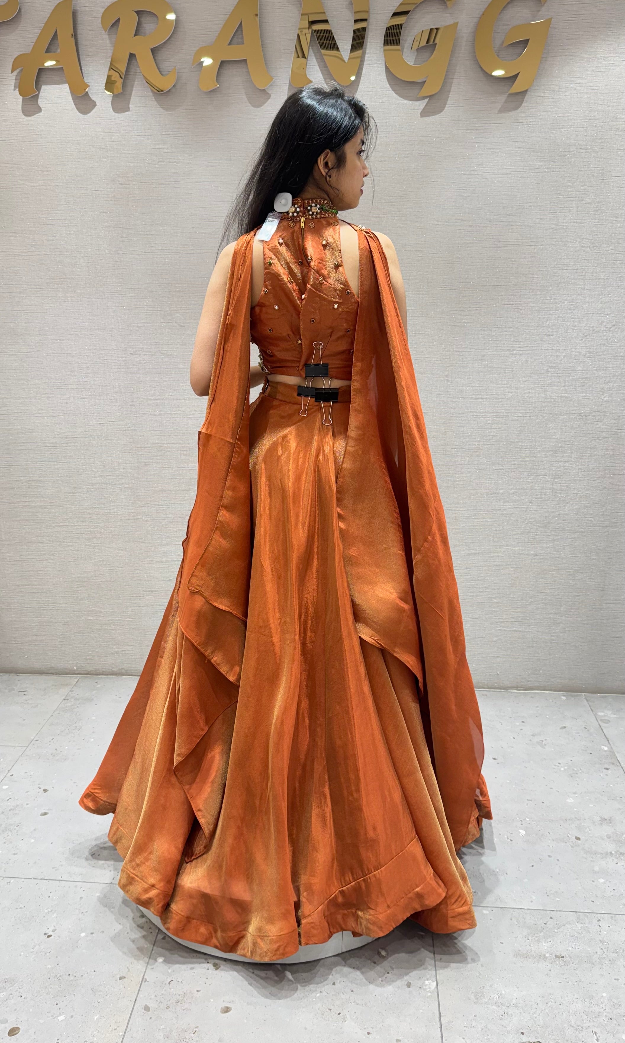 Rust Lehenga WITH HALTER NECK BLOUSE