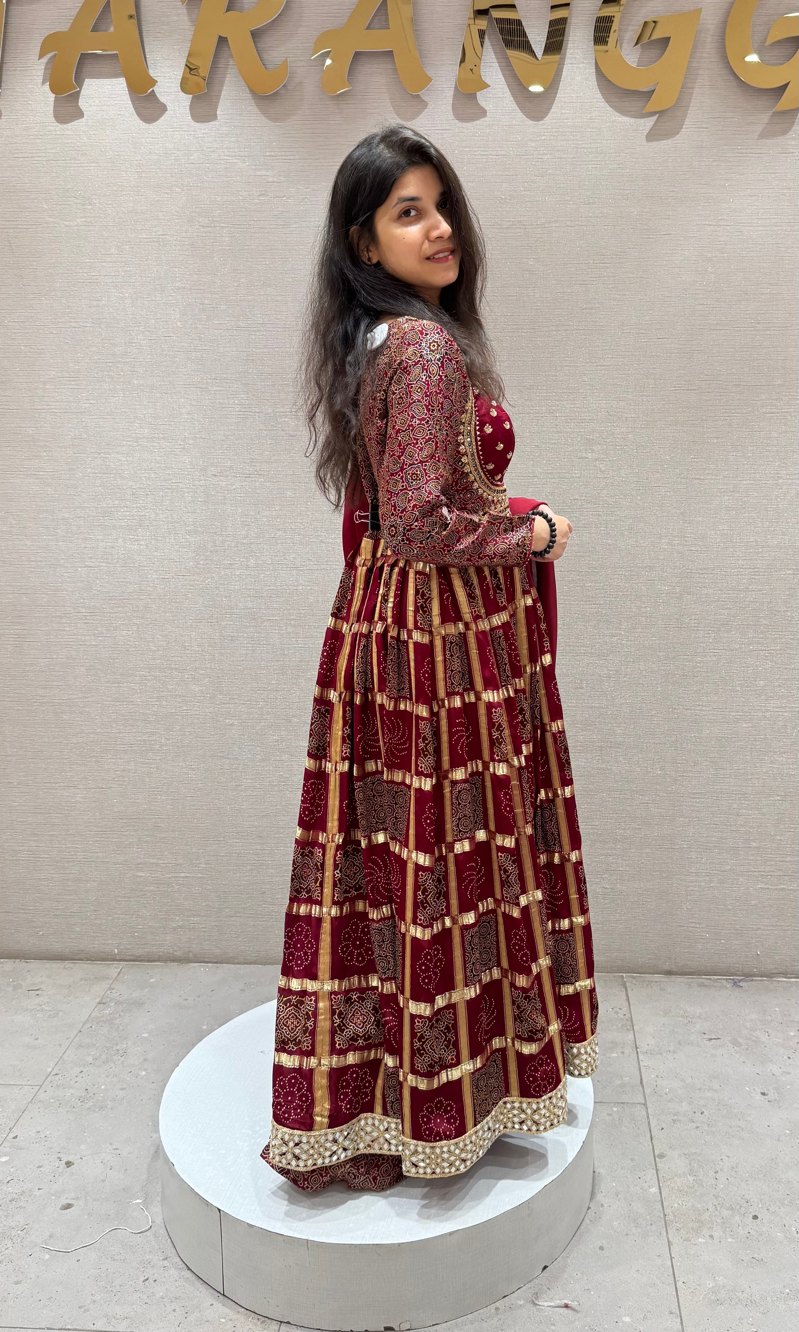 Maroon GOLDEN EMBROIDERED ANARKALI