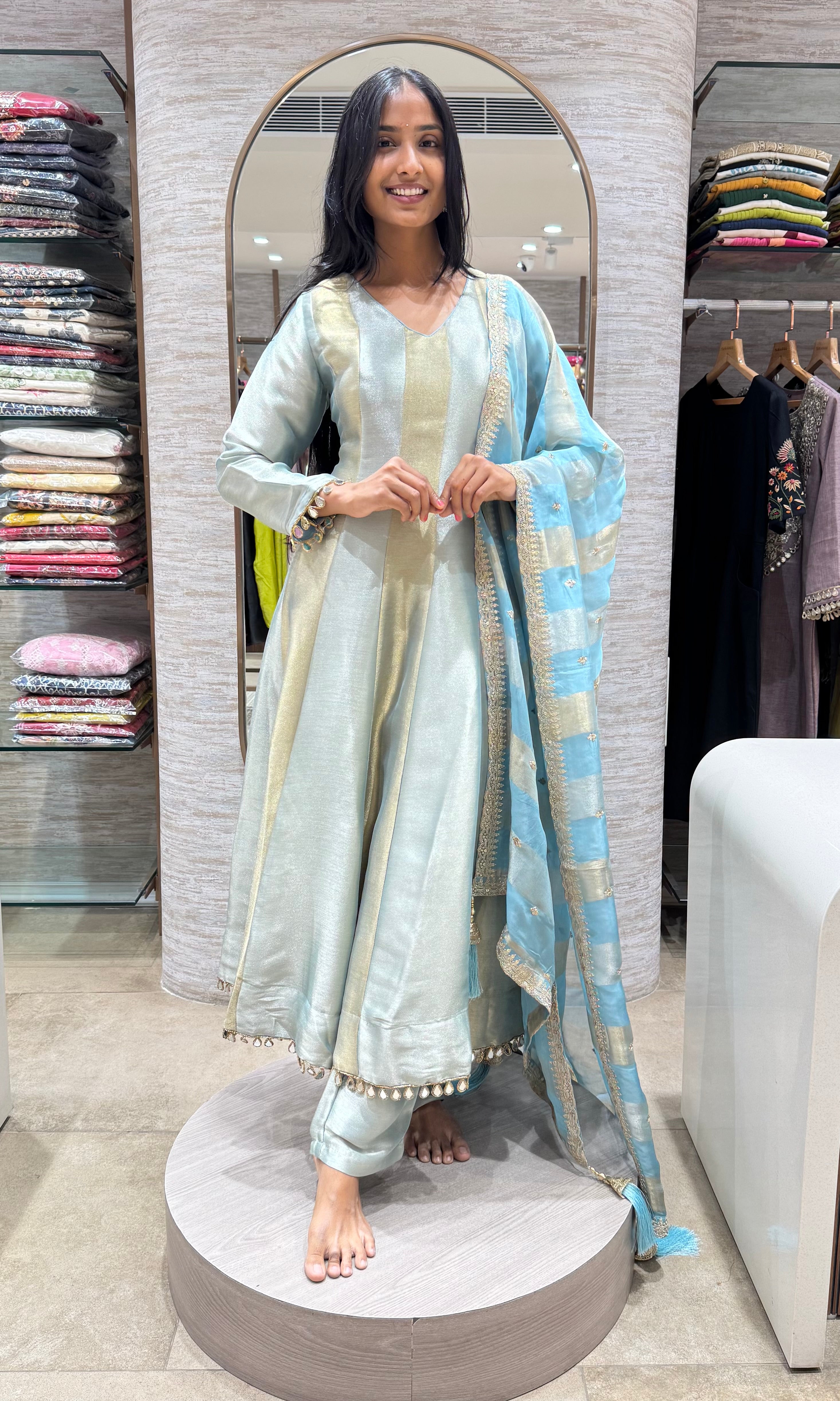 SEA GREEN ANARKALI WITH DUPATTA