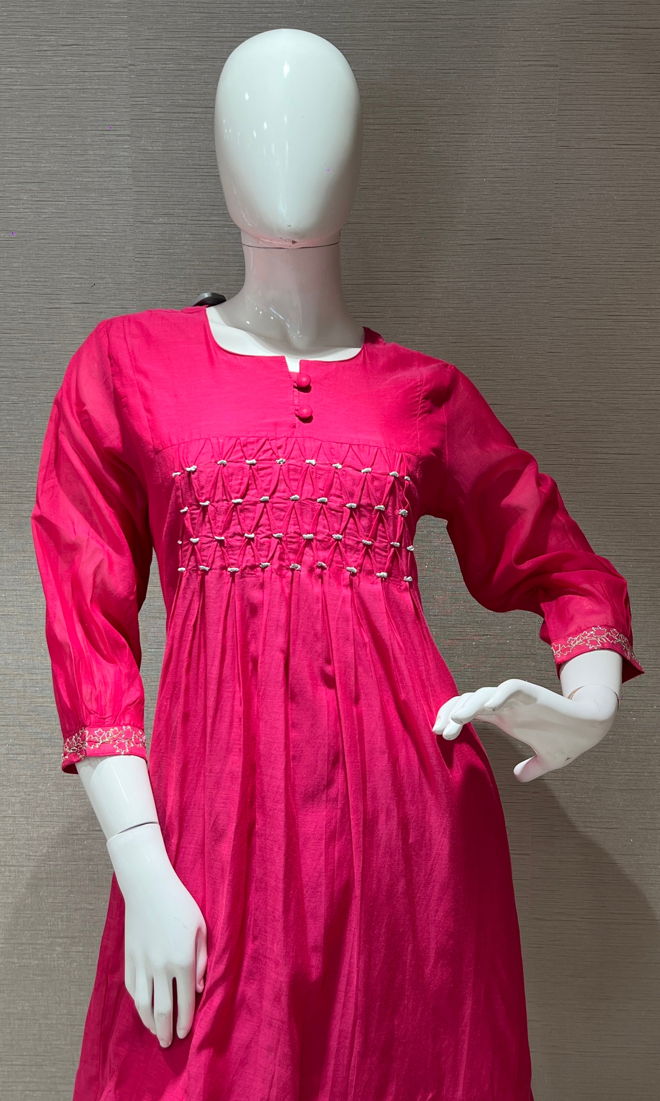 Pink Mul Chanderi kurta set