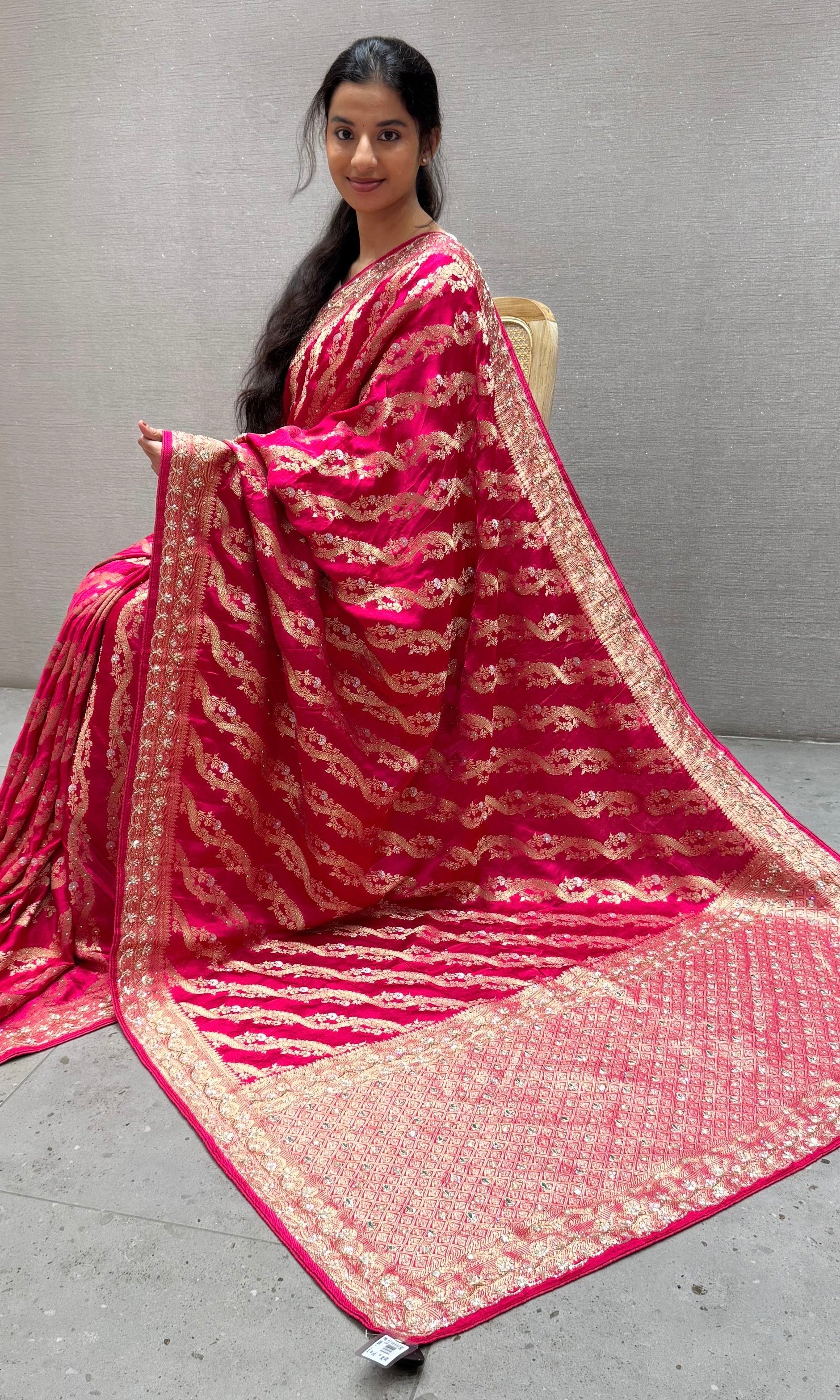 Pink Banarasi saree