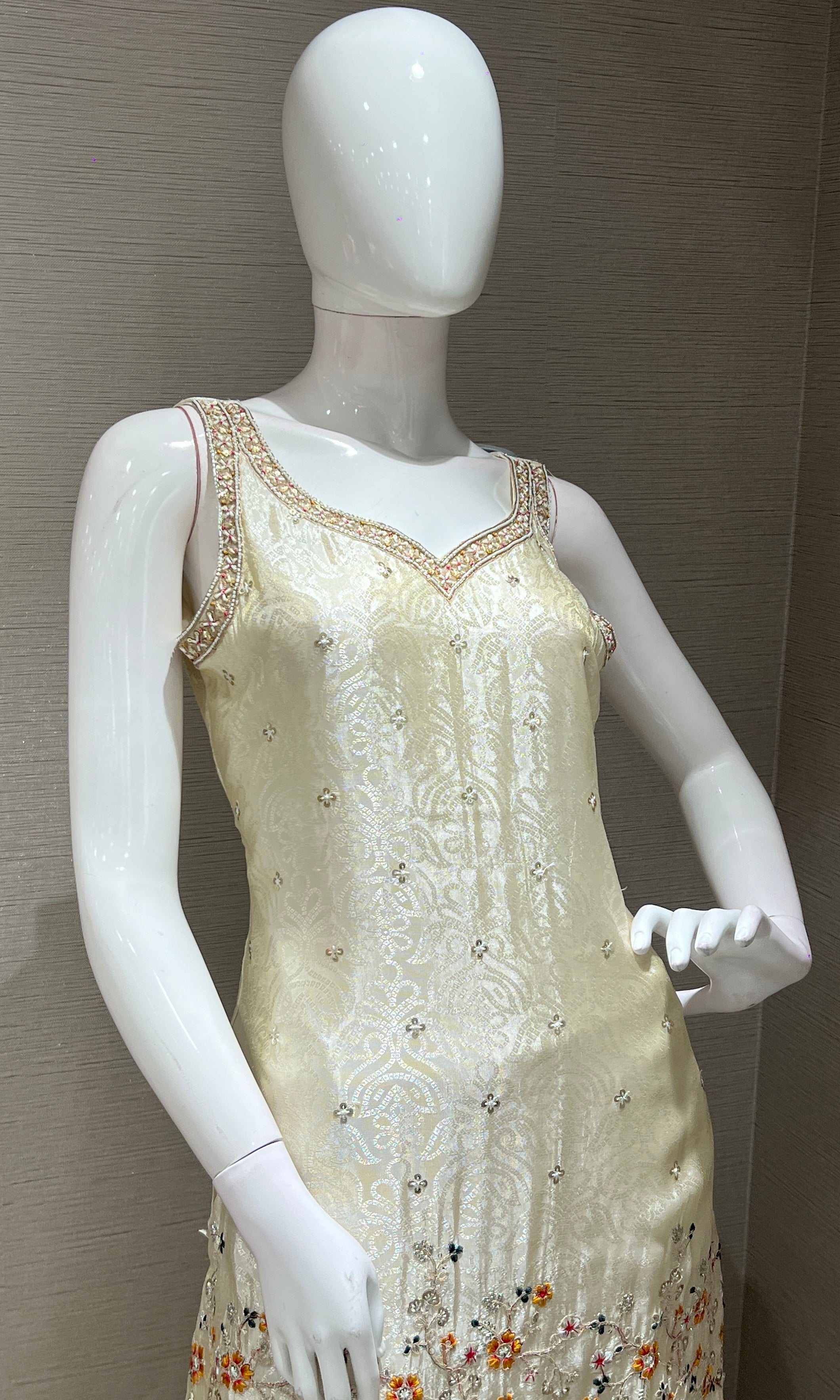 Cream EMBROIDERED SHARARA SET