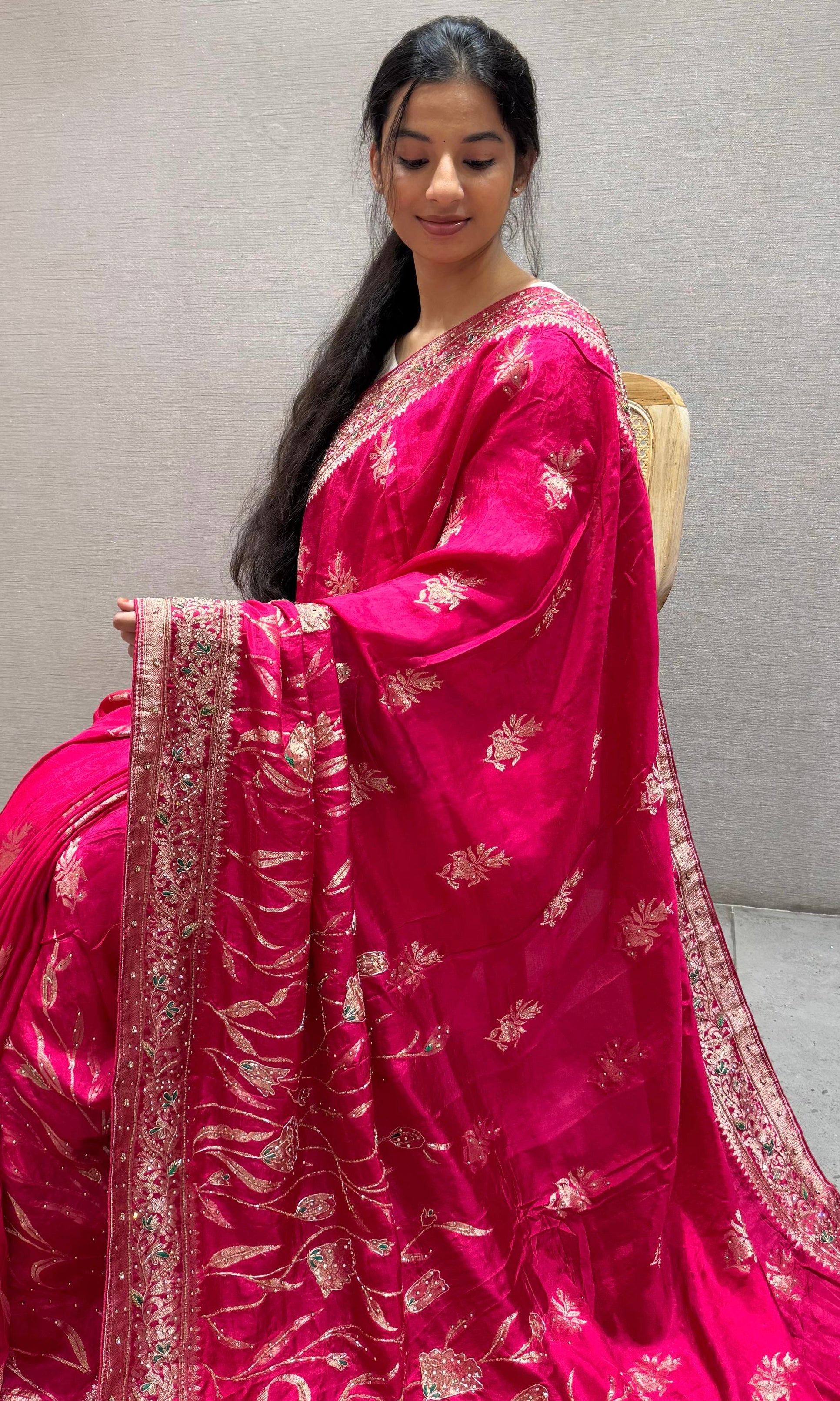 Pink Banarasi saree
