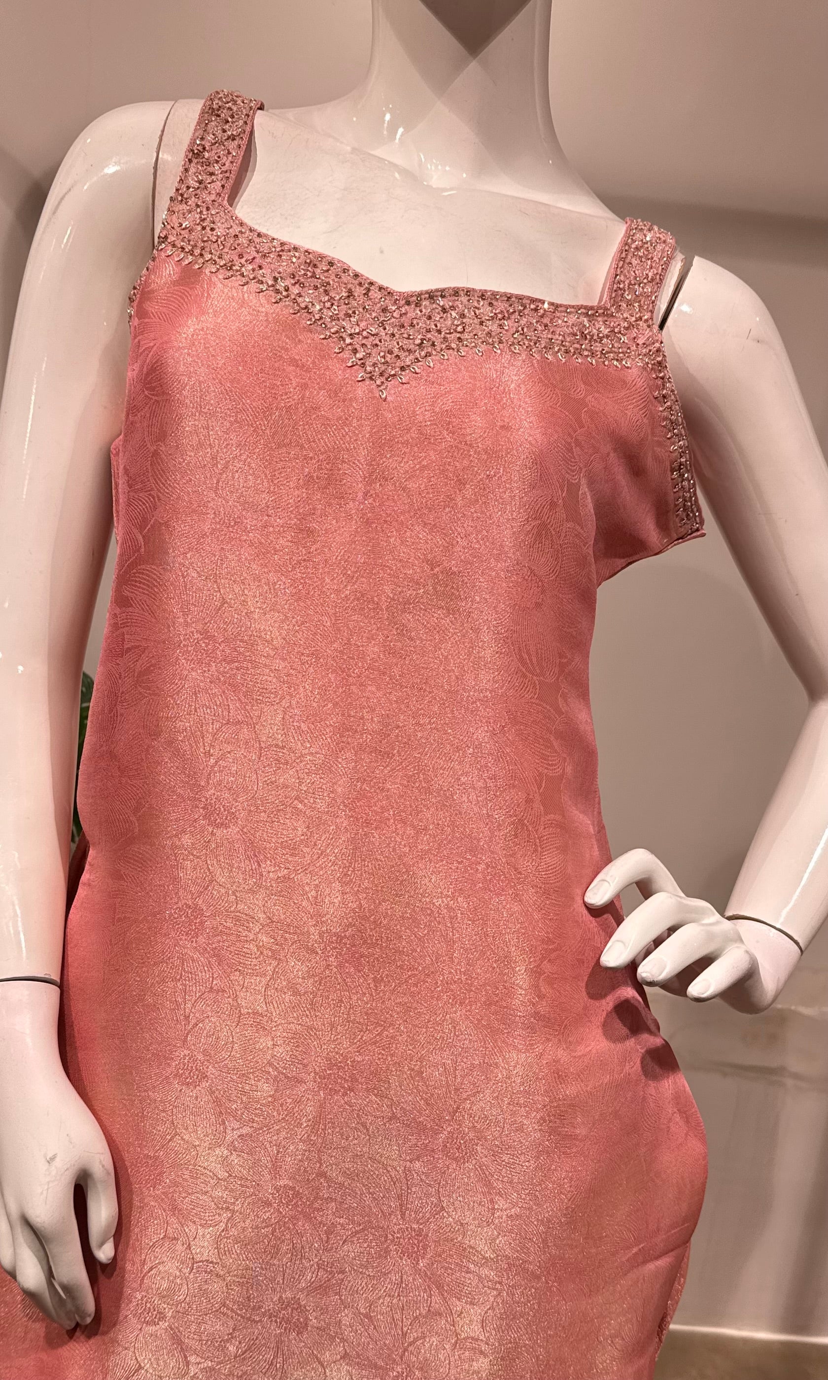 Pink golden kurta set