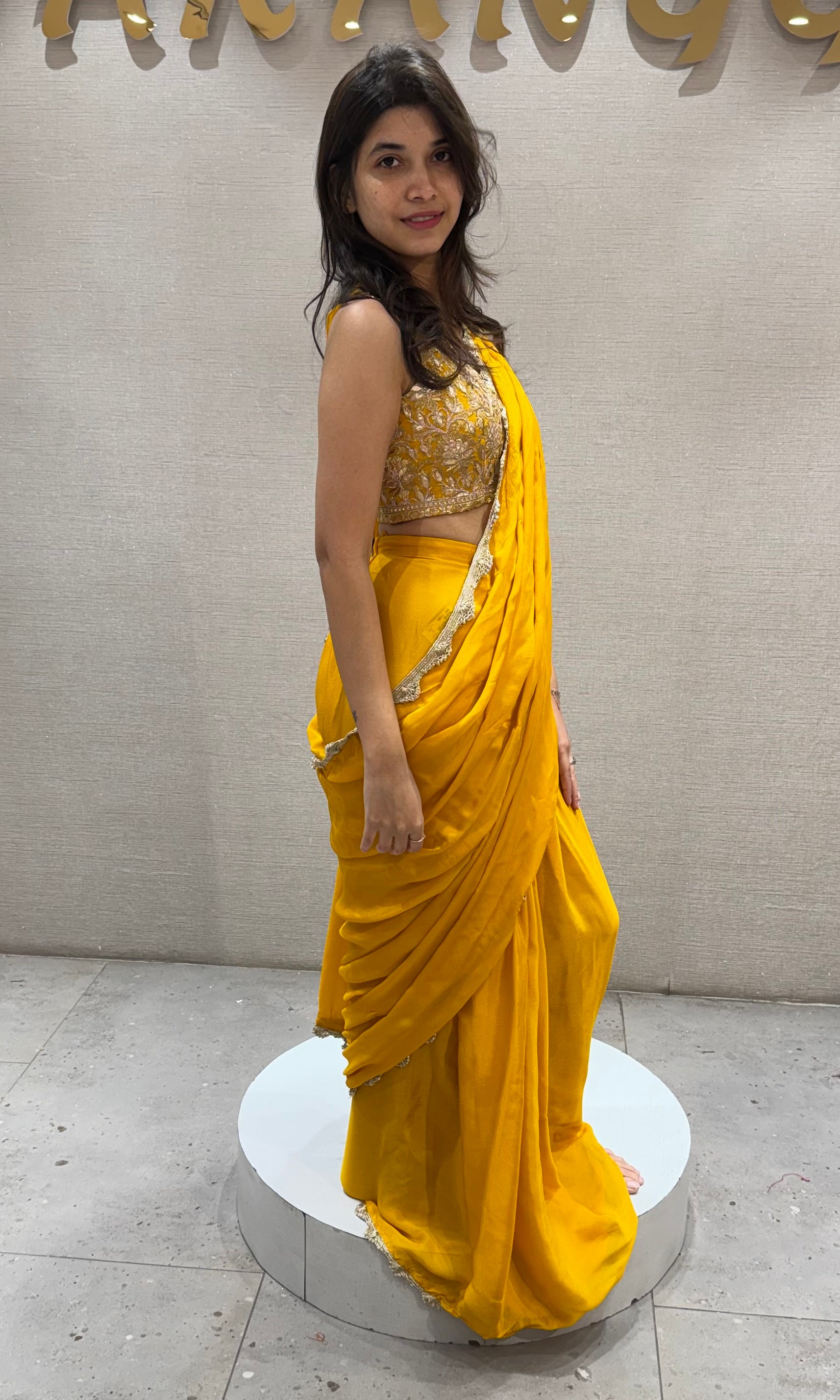 Yellow sunshine Elegance drape saree