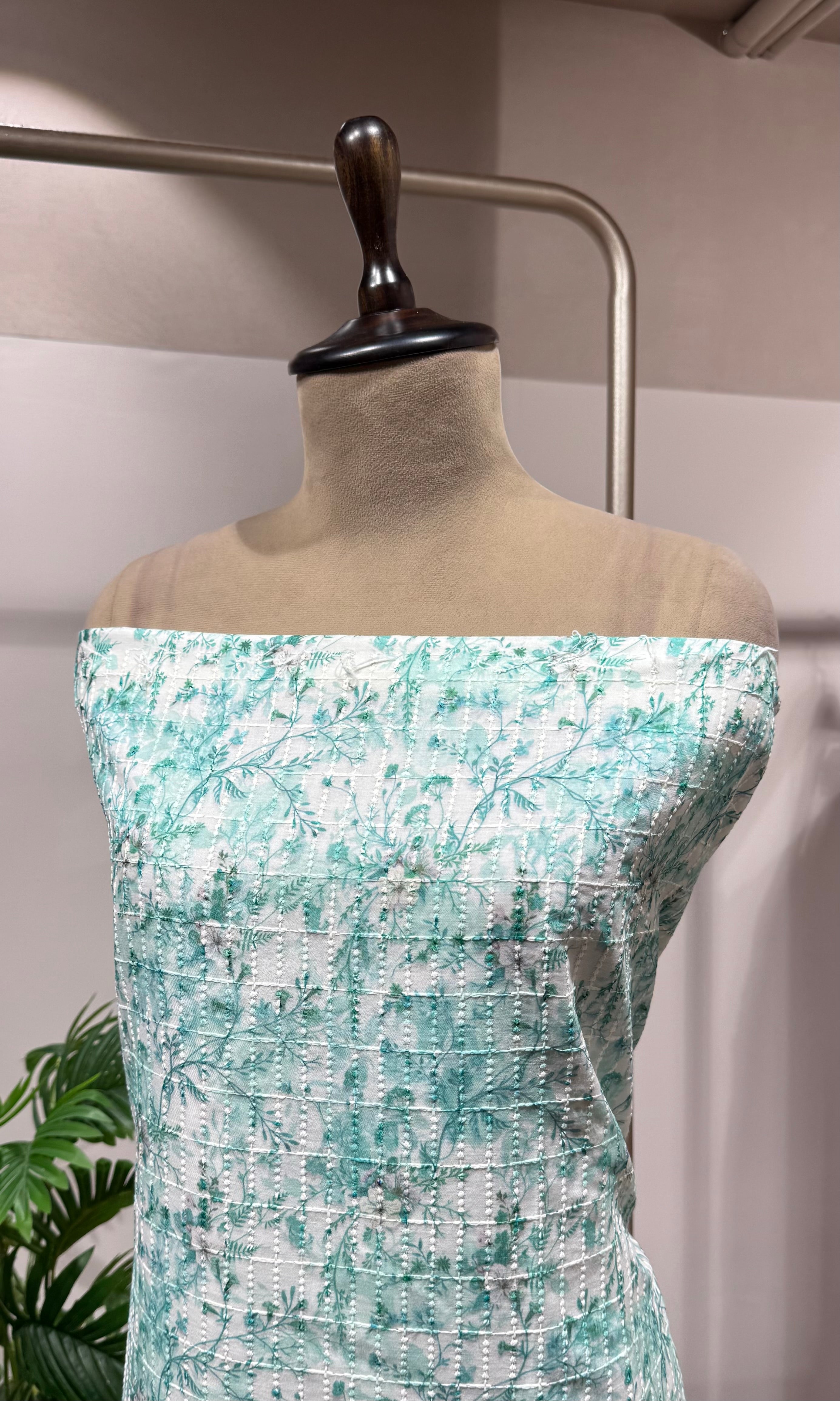 SKY BLUE embroidered DRESS material