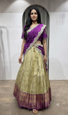 WINE and cream kanjivaram pattu lehenga