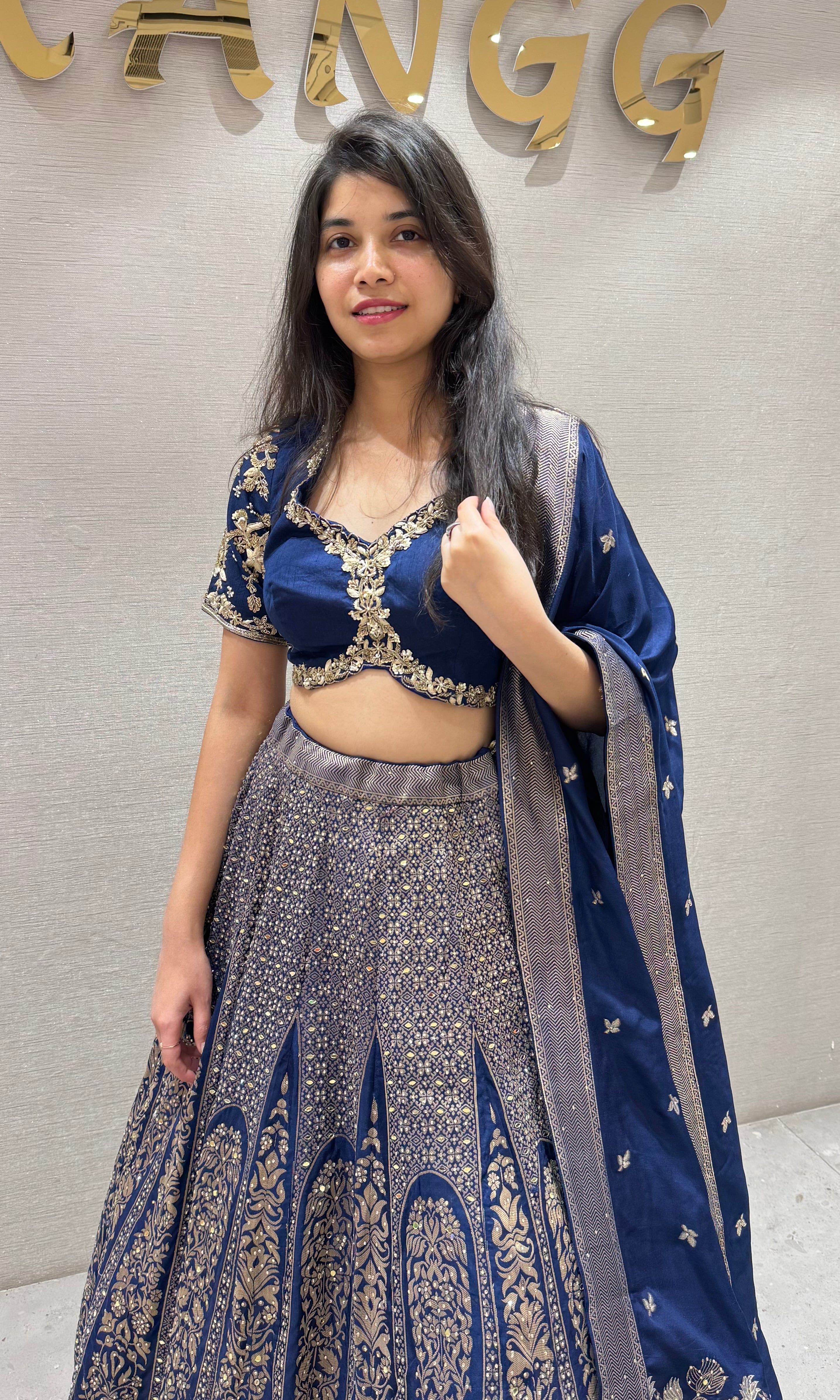 Navy blue GOLDEN ETHNIC LEHENGA