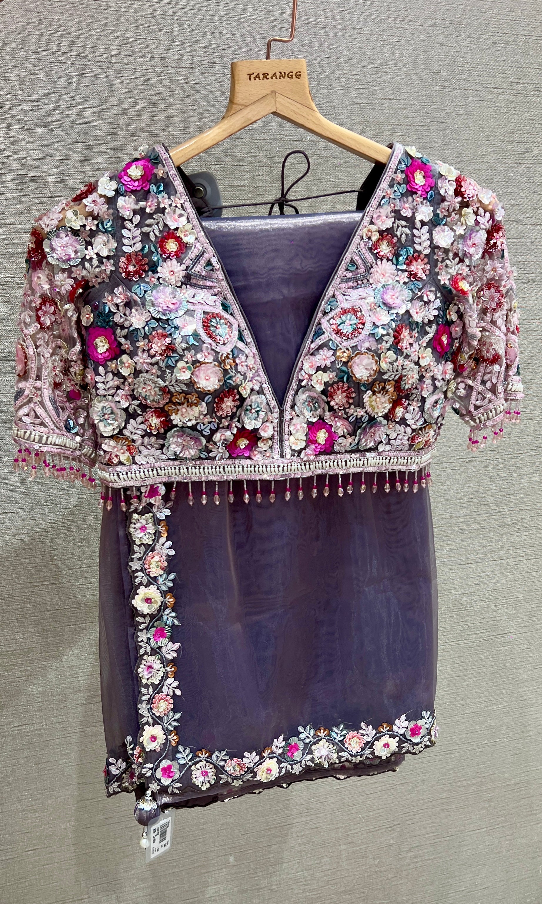 Lilac saree with ready blouse