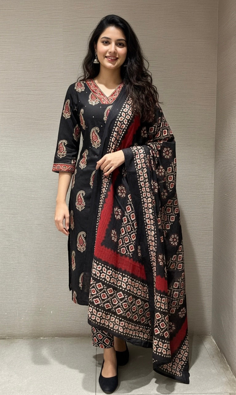 Black ETHNIC PRINT kurta set