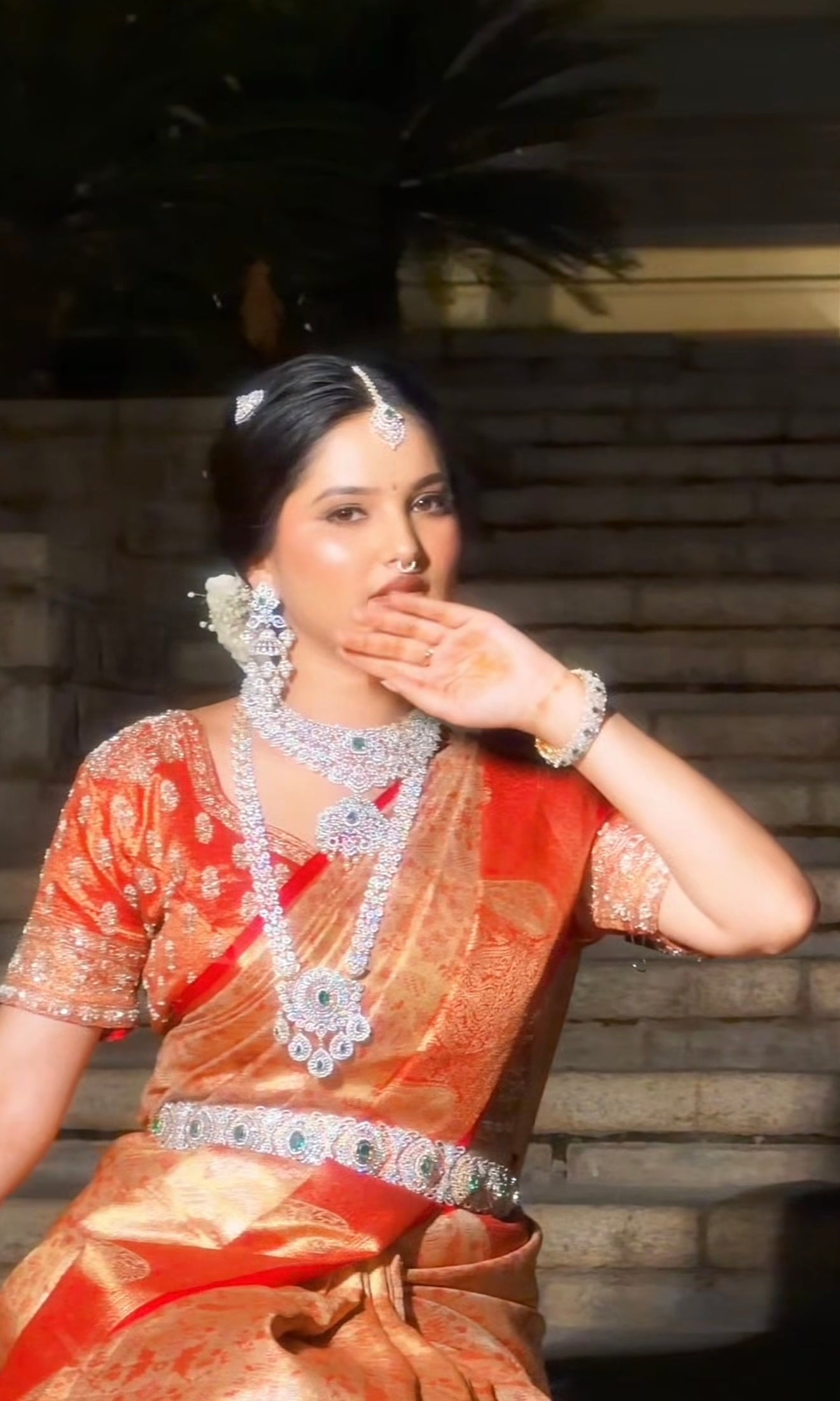 Red and gold kanjivaram saree with blouse