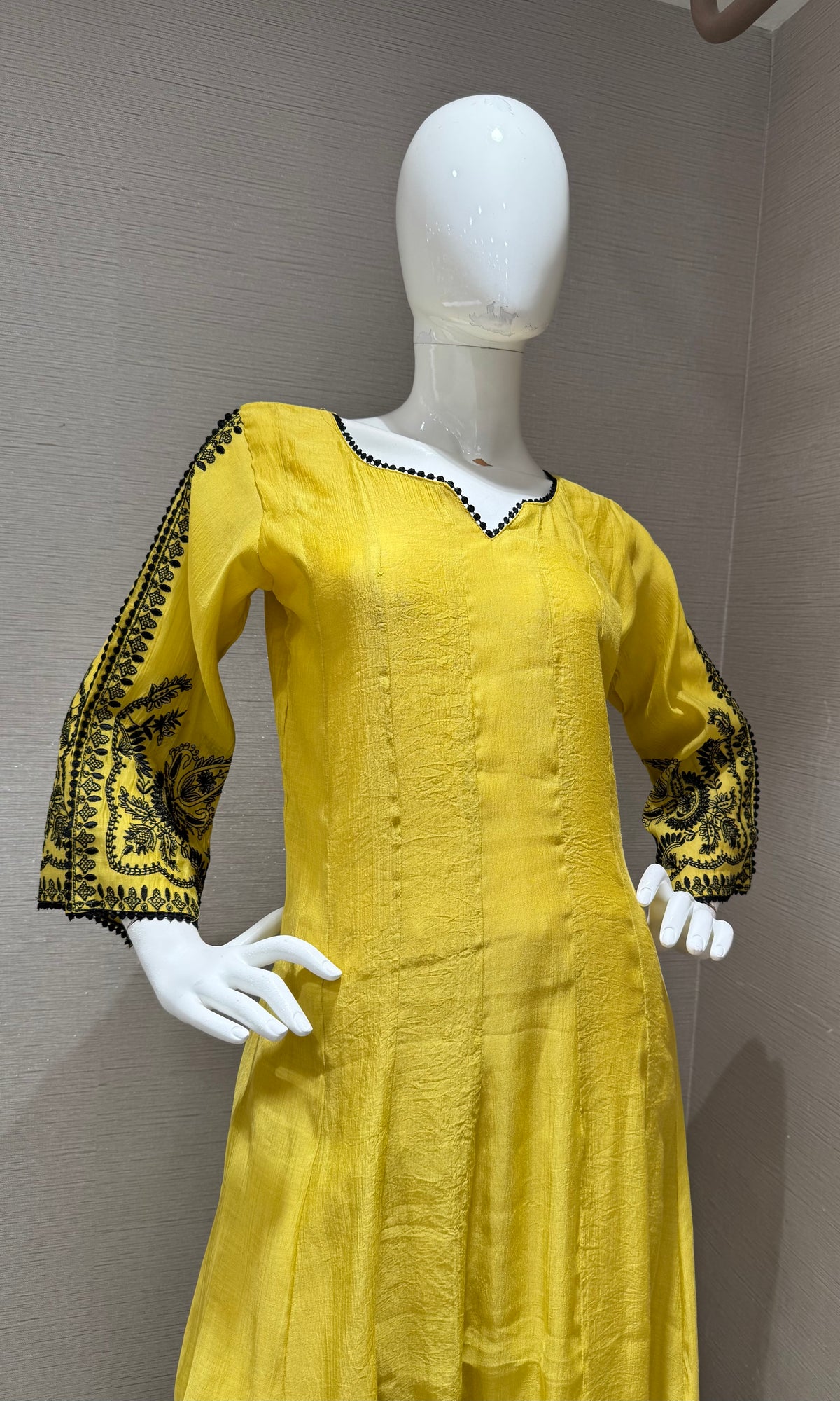 Mustard Yellow chanderi silk kurta set with dupatta
