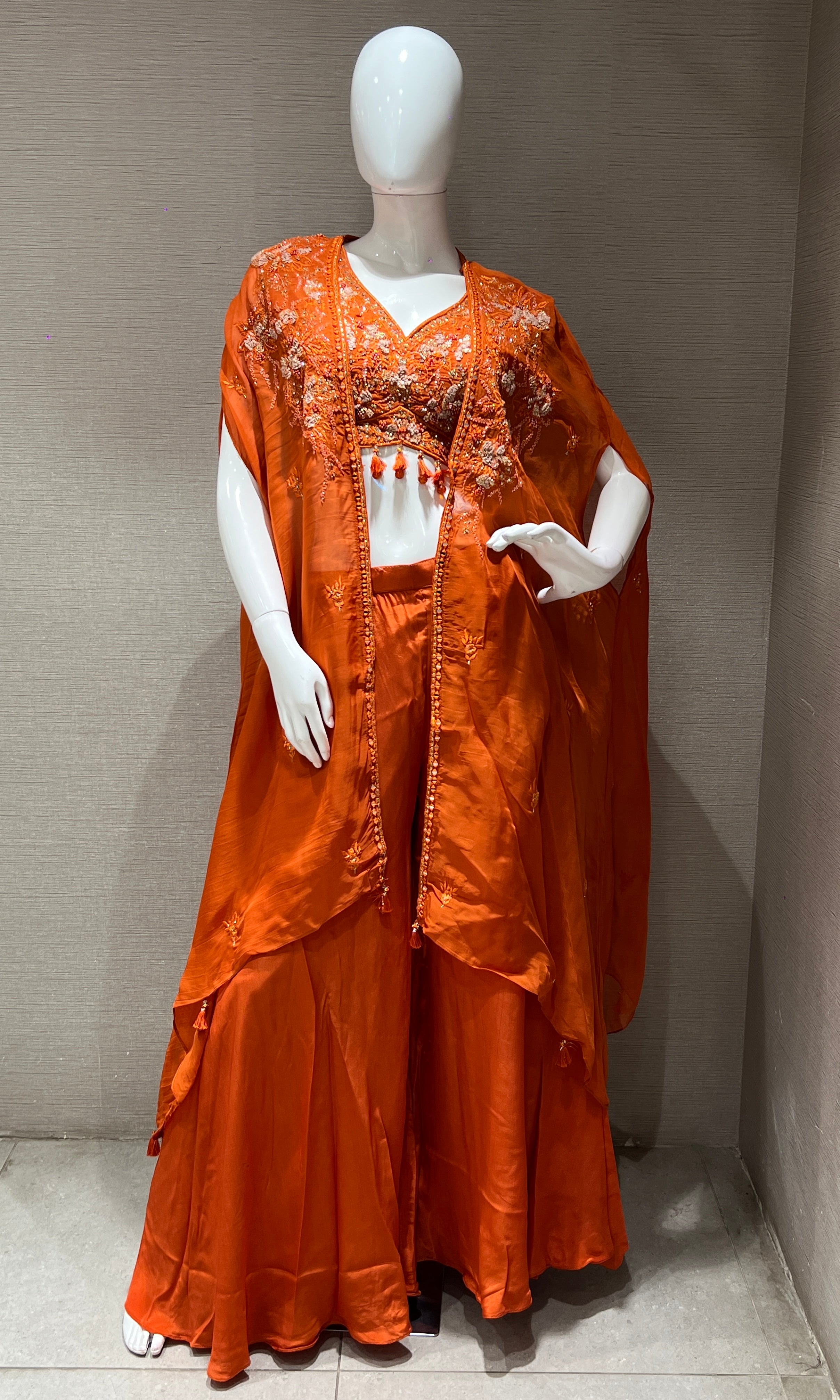 Rust Orange palazzo with cape