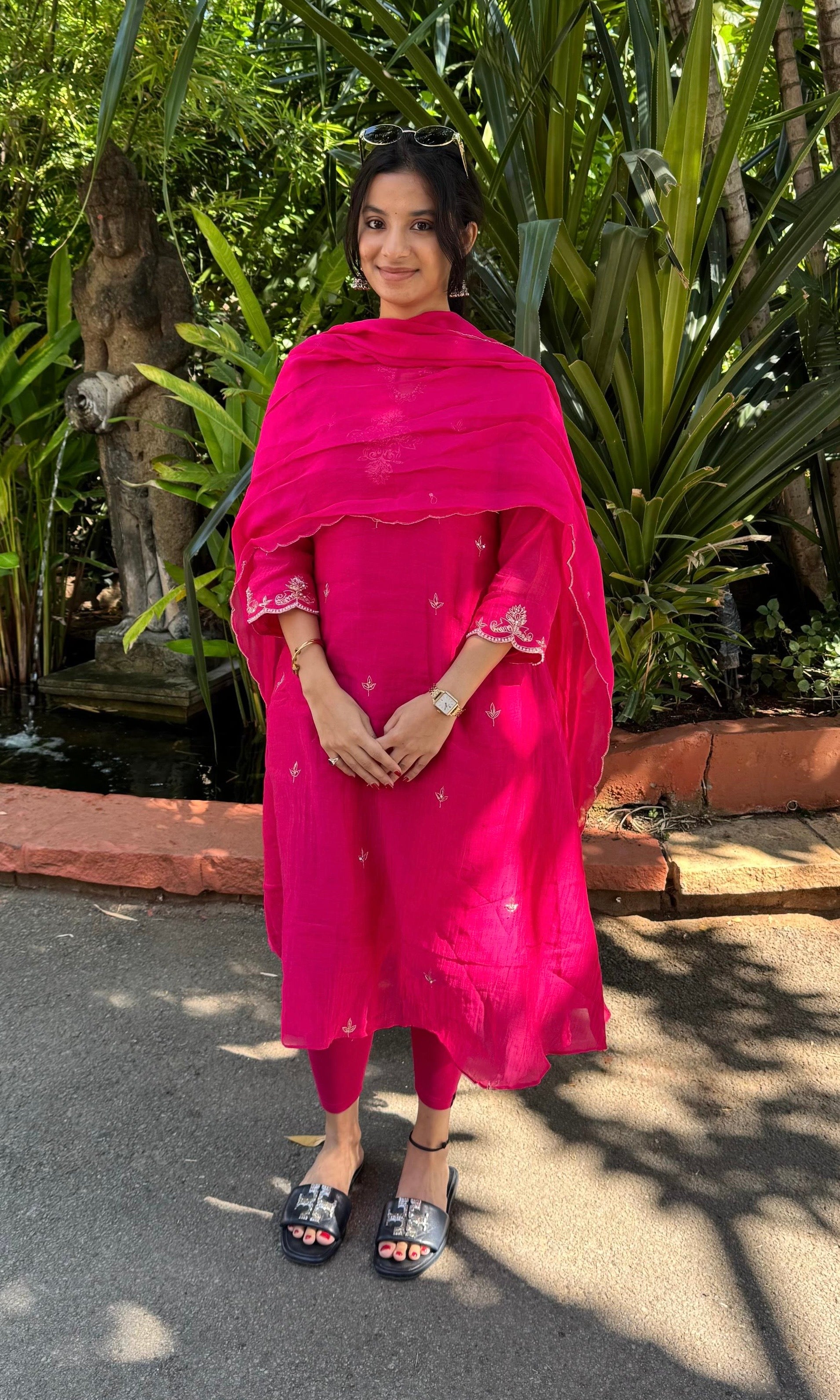 Pink MUL CHANDERI KURTA SET