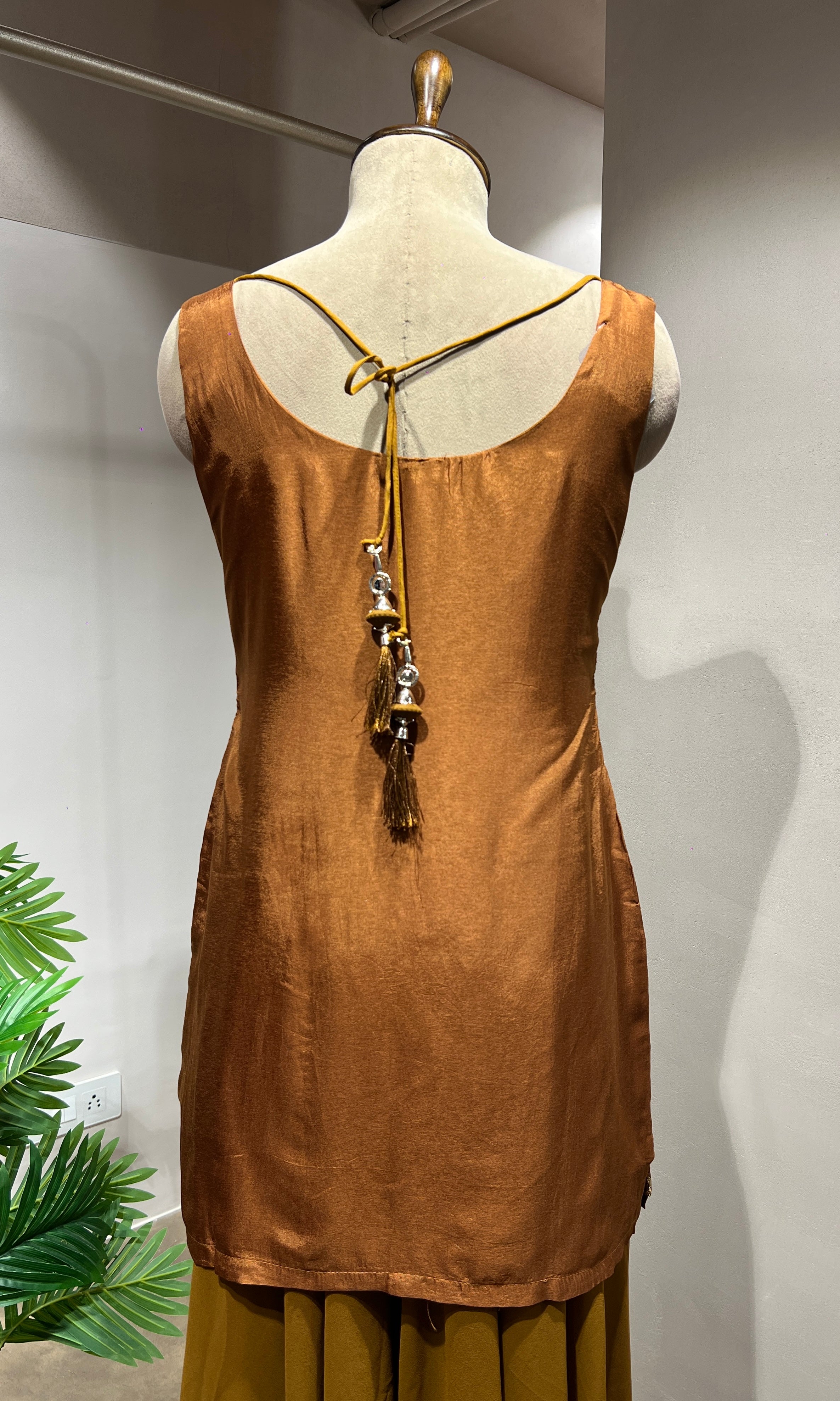 Light brown & Golden Embroidered Sharara Set