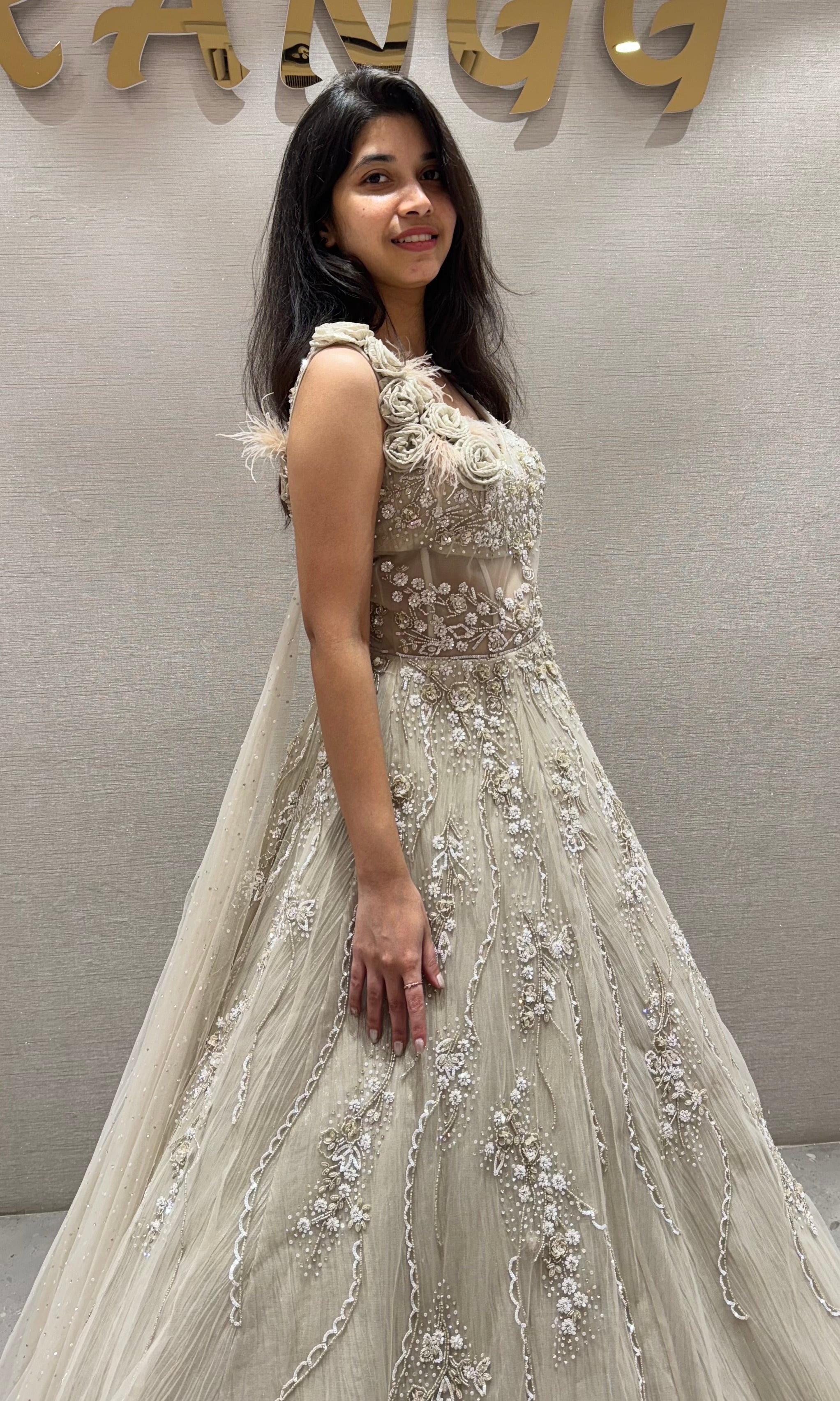 Mauve FLORAL EMBROIDERED GOWN