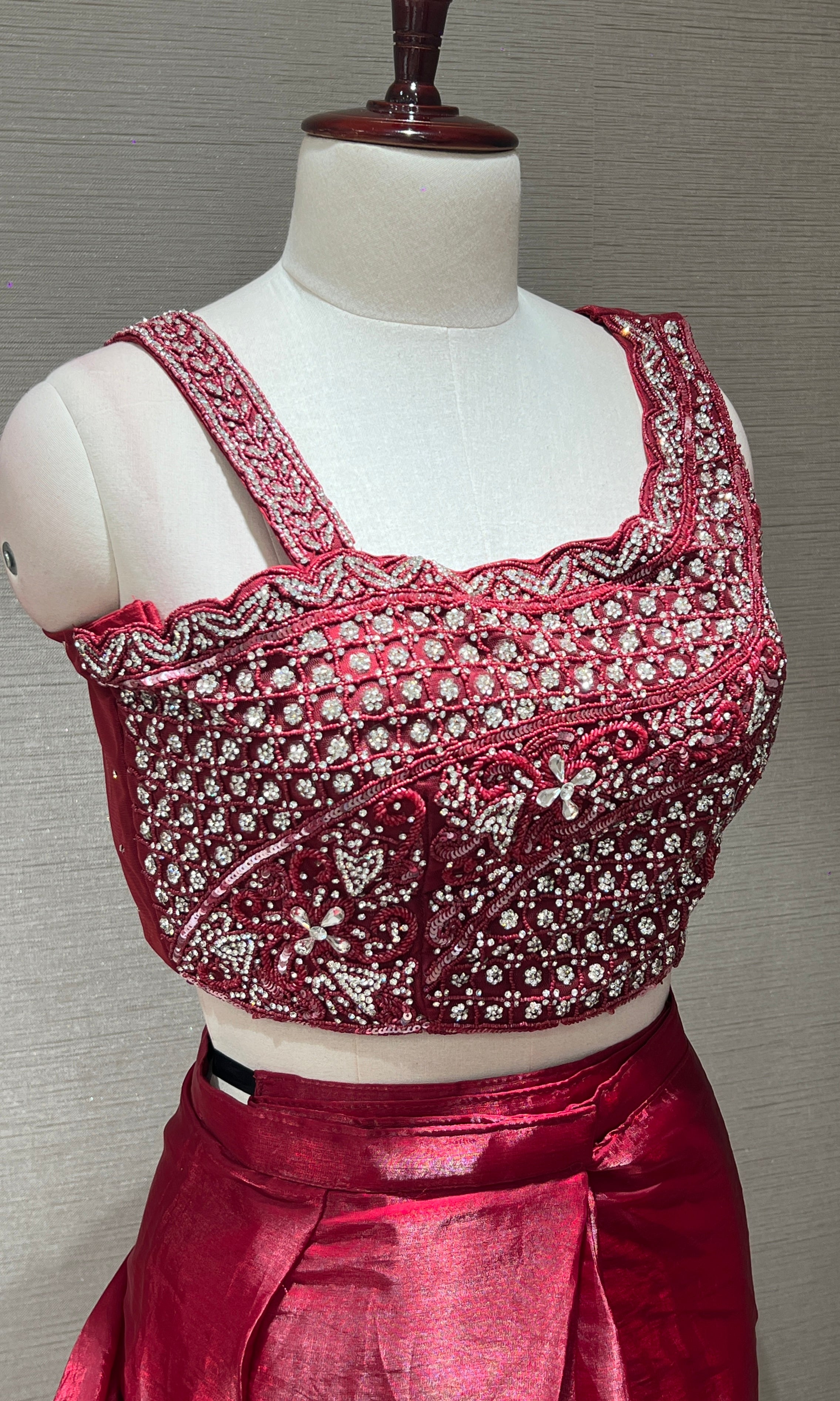 Maroon one minute saree