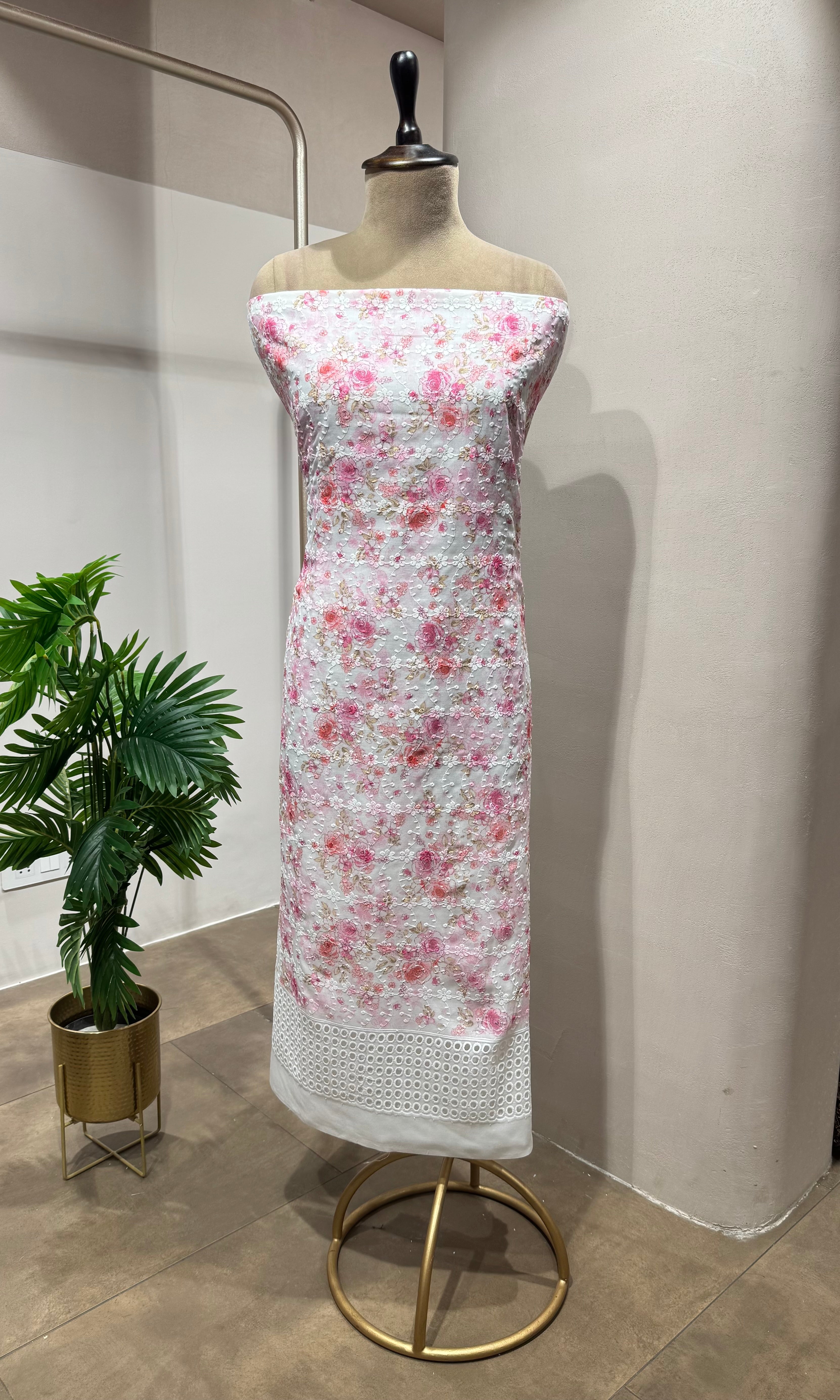 PINK floral dress material