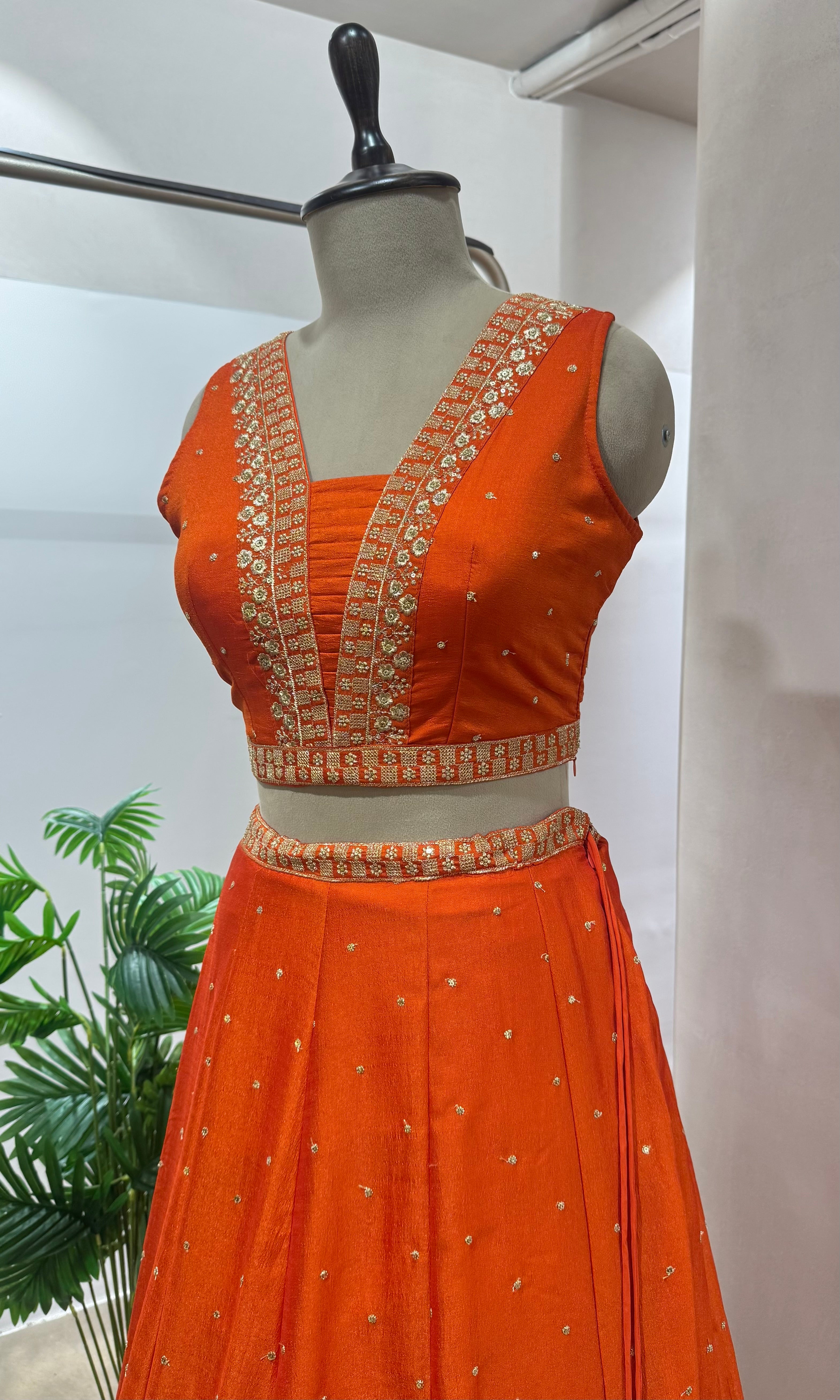 Orange LEHENGA WITH ZARI EMBROIDERY