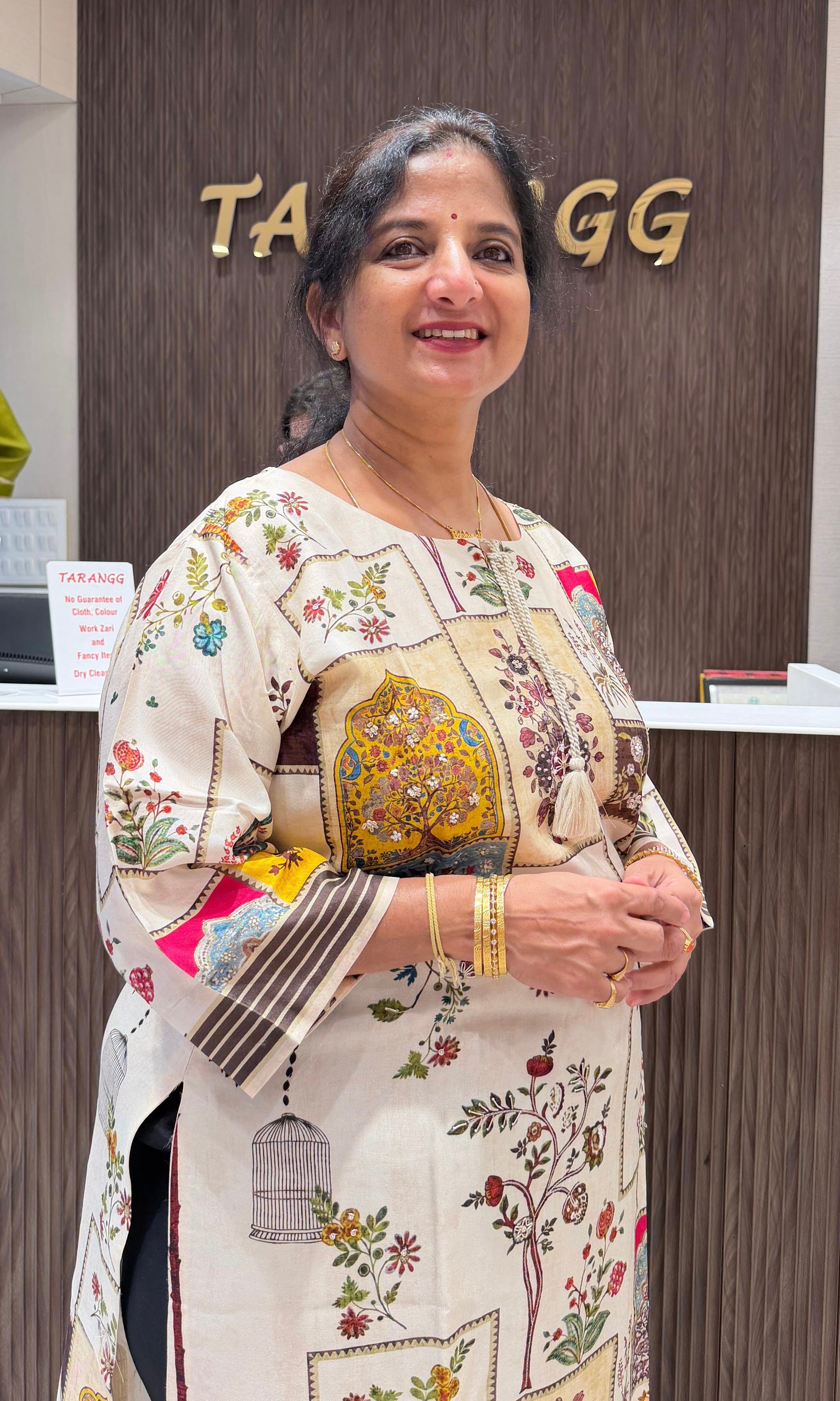 Half white Printed Embroidered KURTI