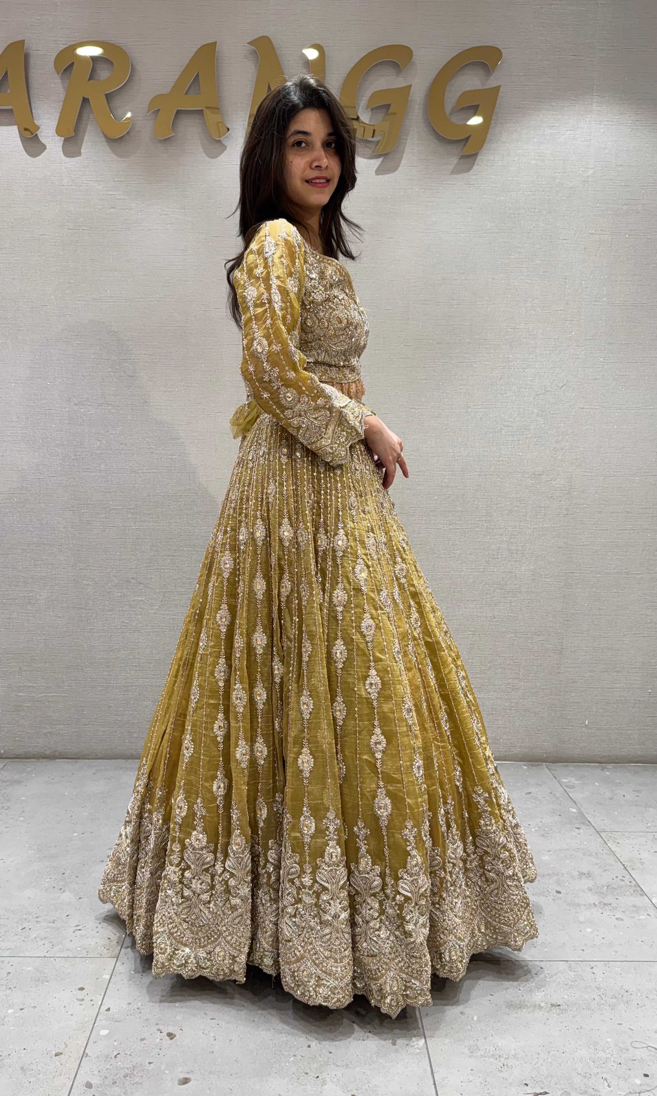 Sandel Yellow Georgette Lehenga set