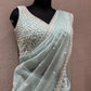 🌀Sea green saree with ready blous🌀