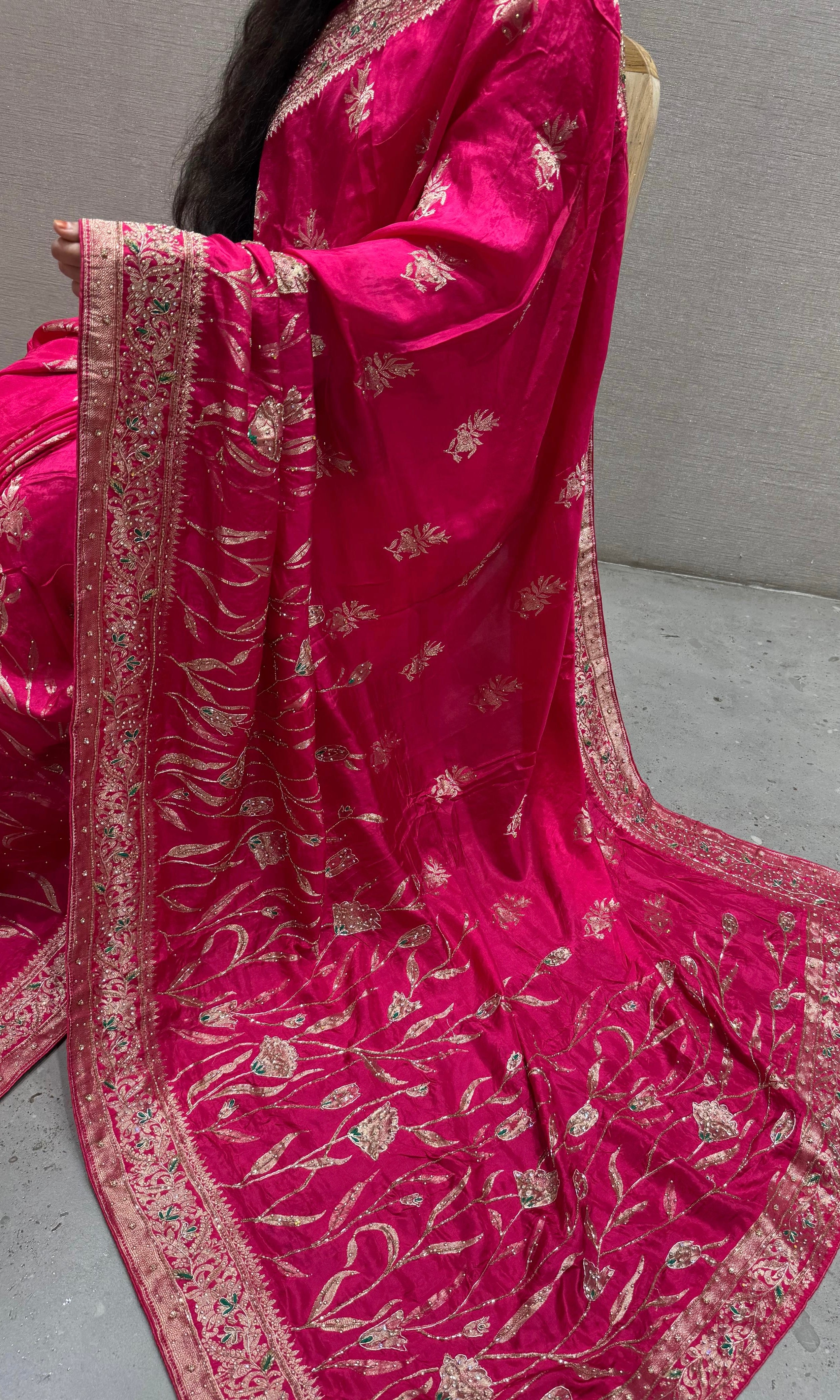 Pink Banarasi saree