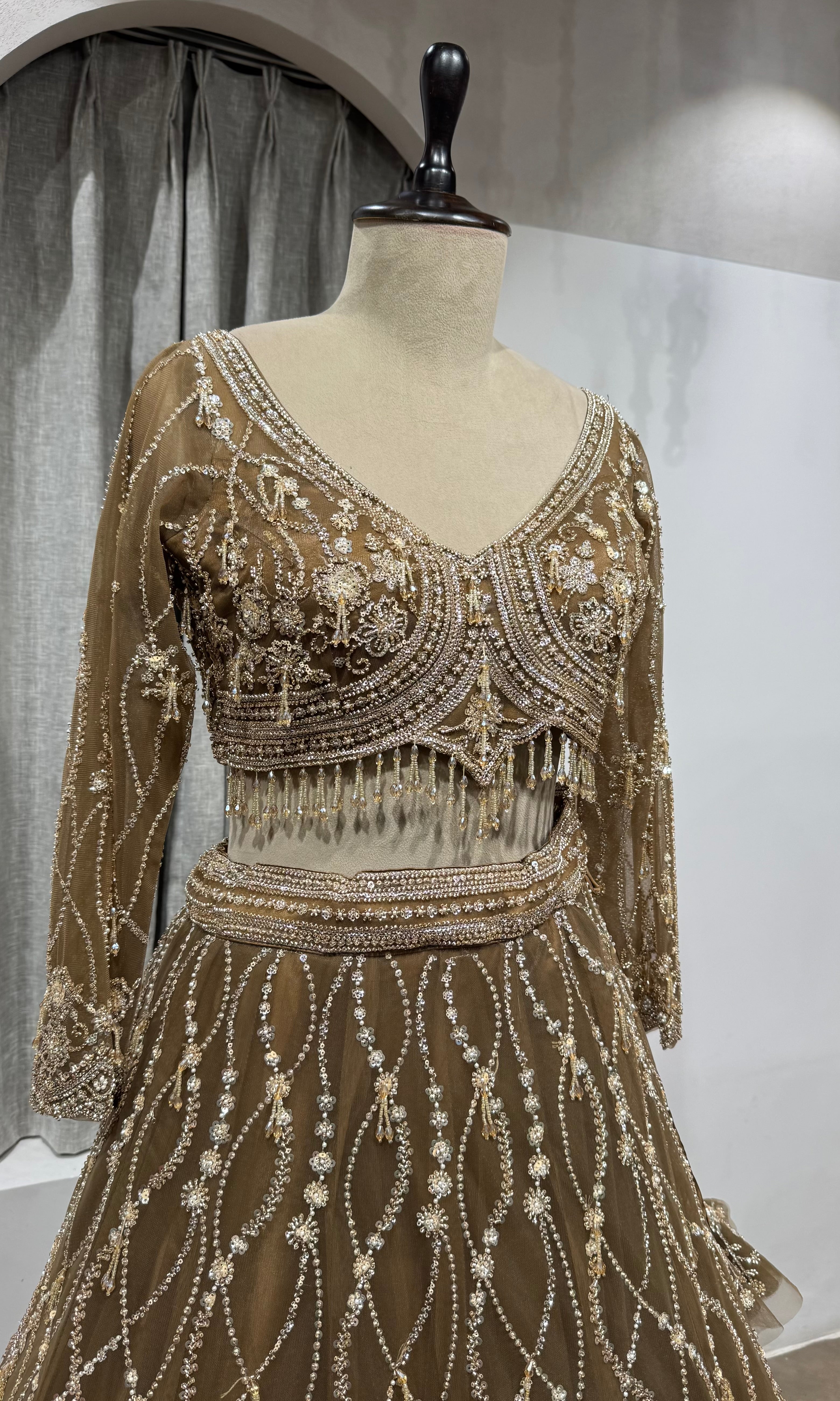 Mocha Brown Designer Lehenga with Sequins