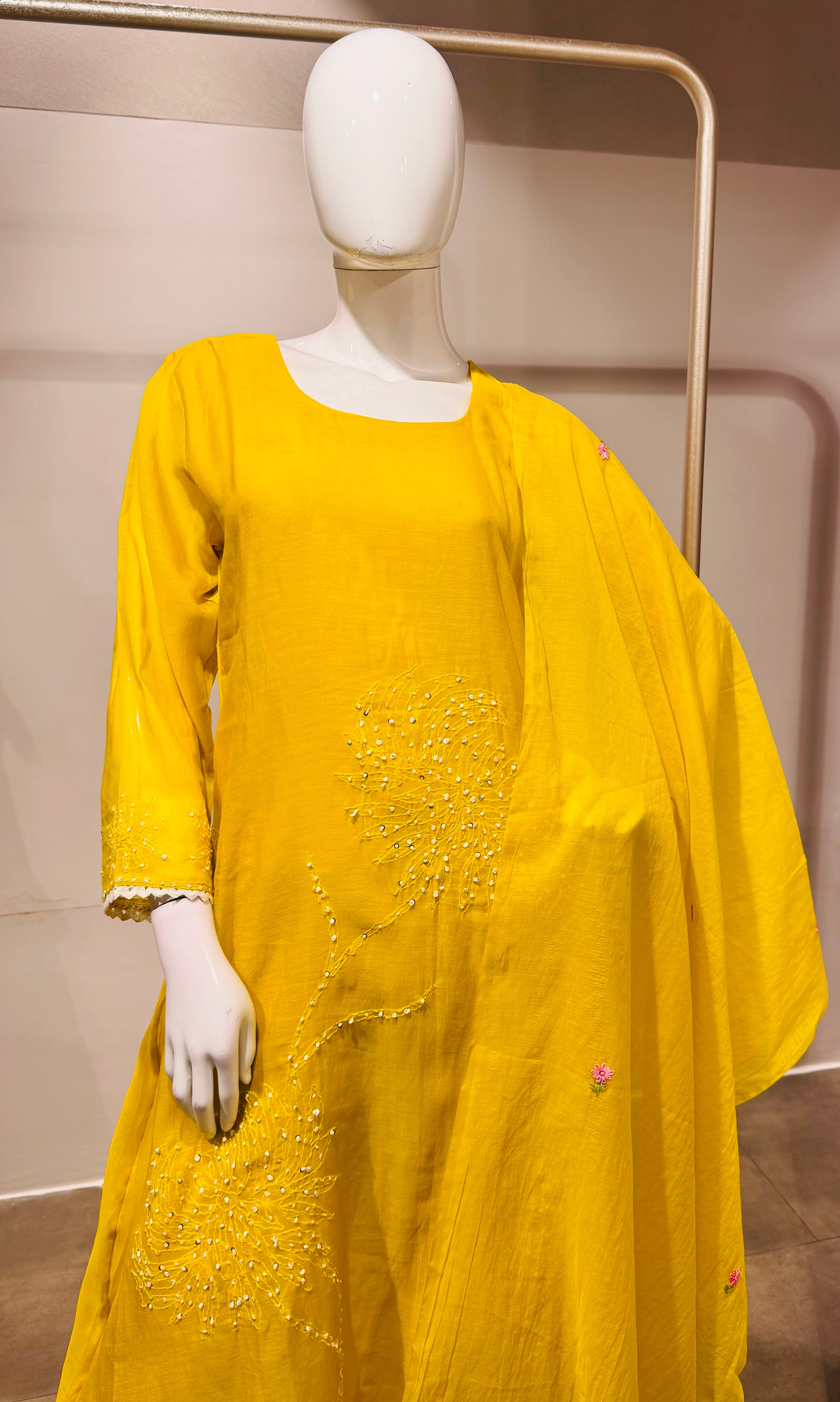 Yellow Embroidered Kurta Set