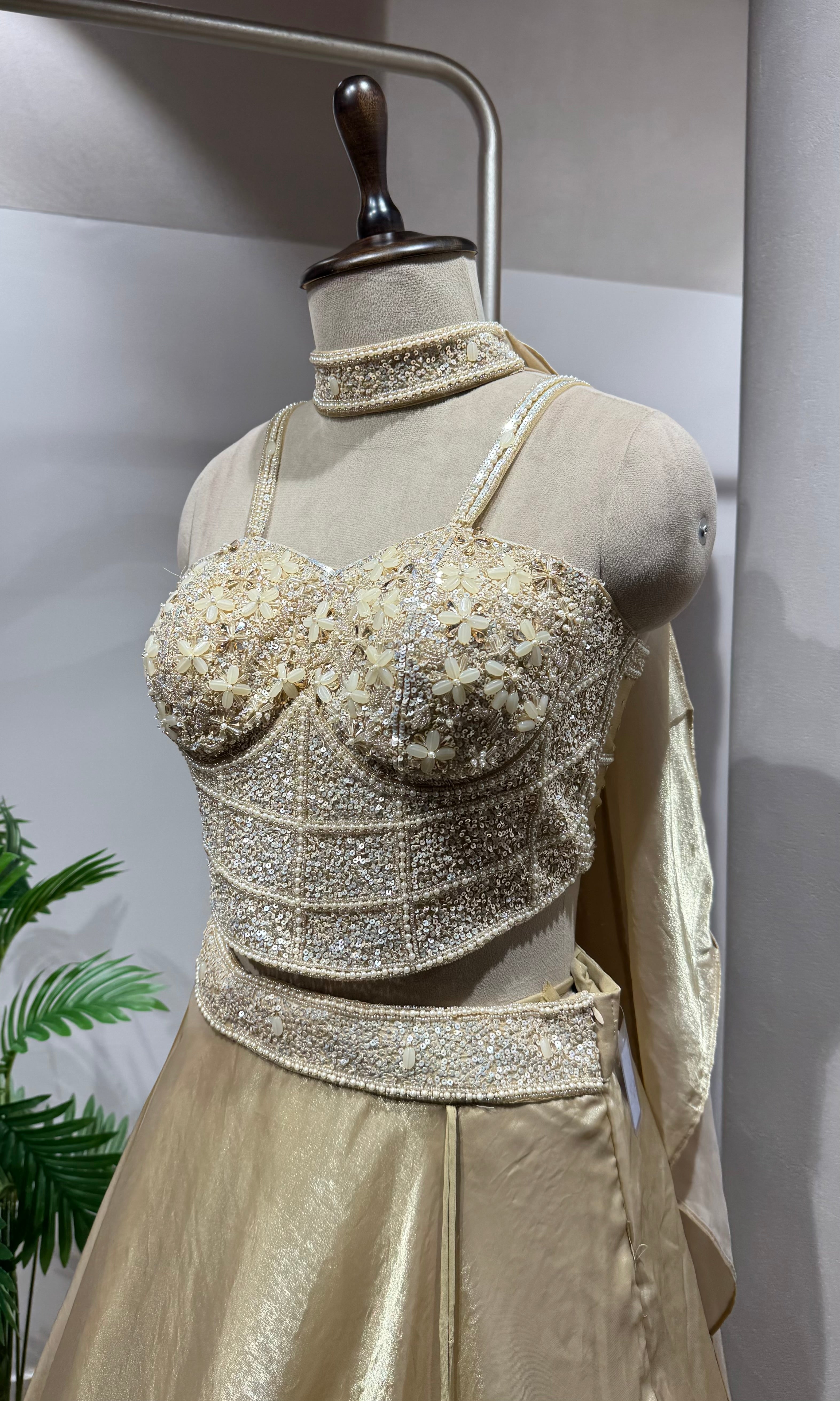Gold and Silver Wedding Wear Lehenga