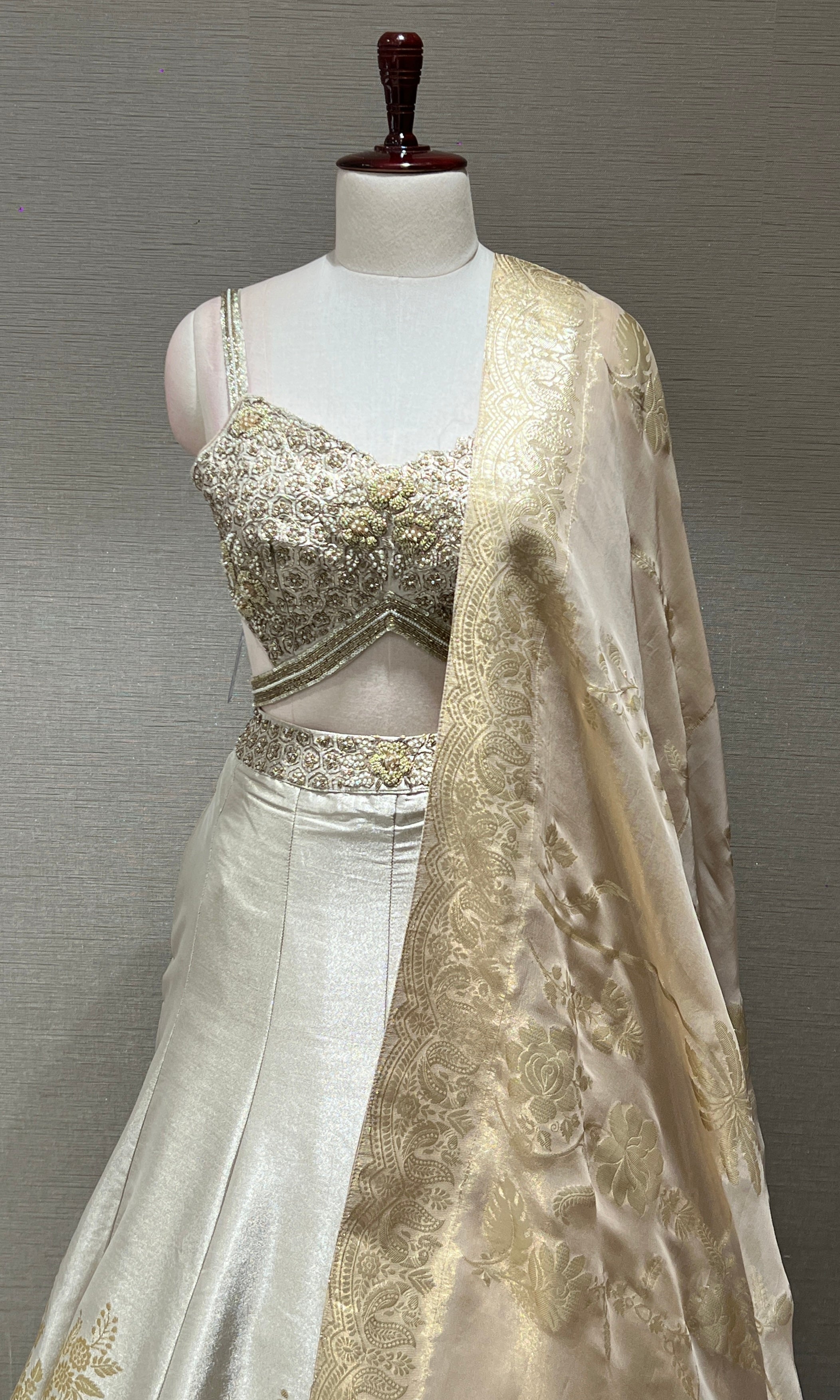 Gold Lehenga with mobile pocket