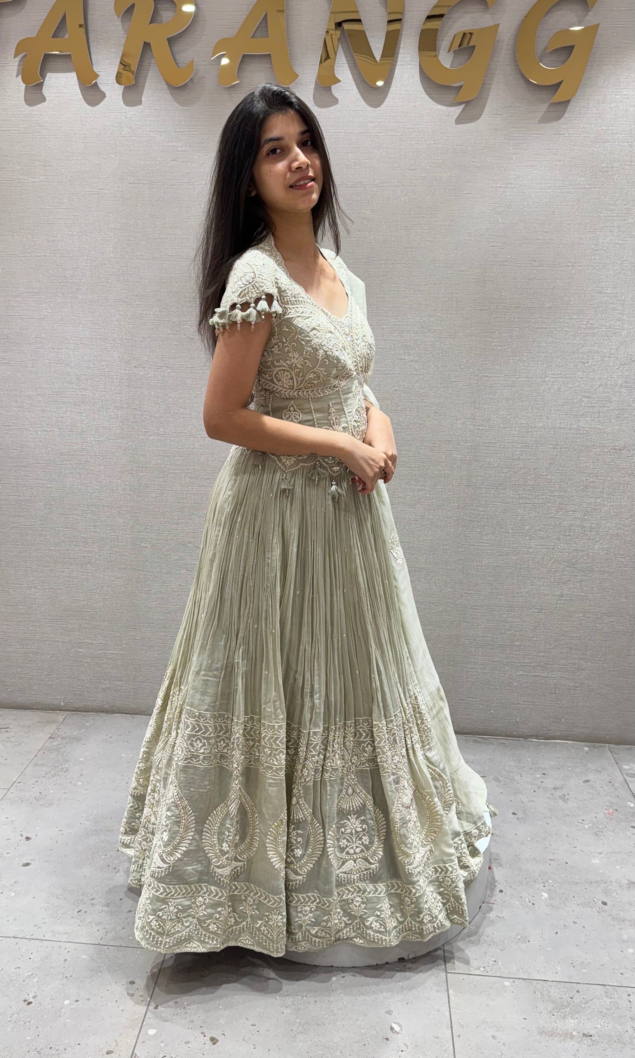 LIGHT GREY Embroidered Lehenga set