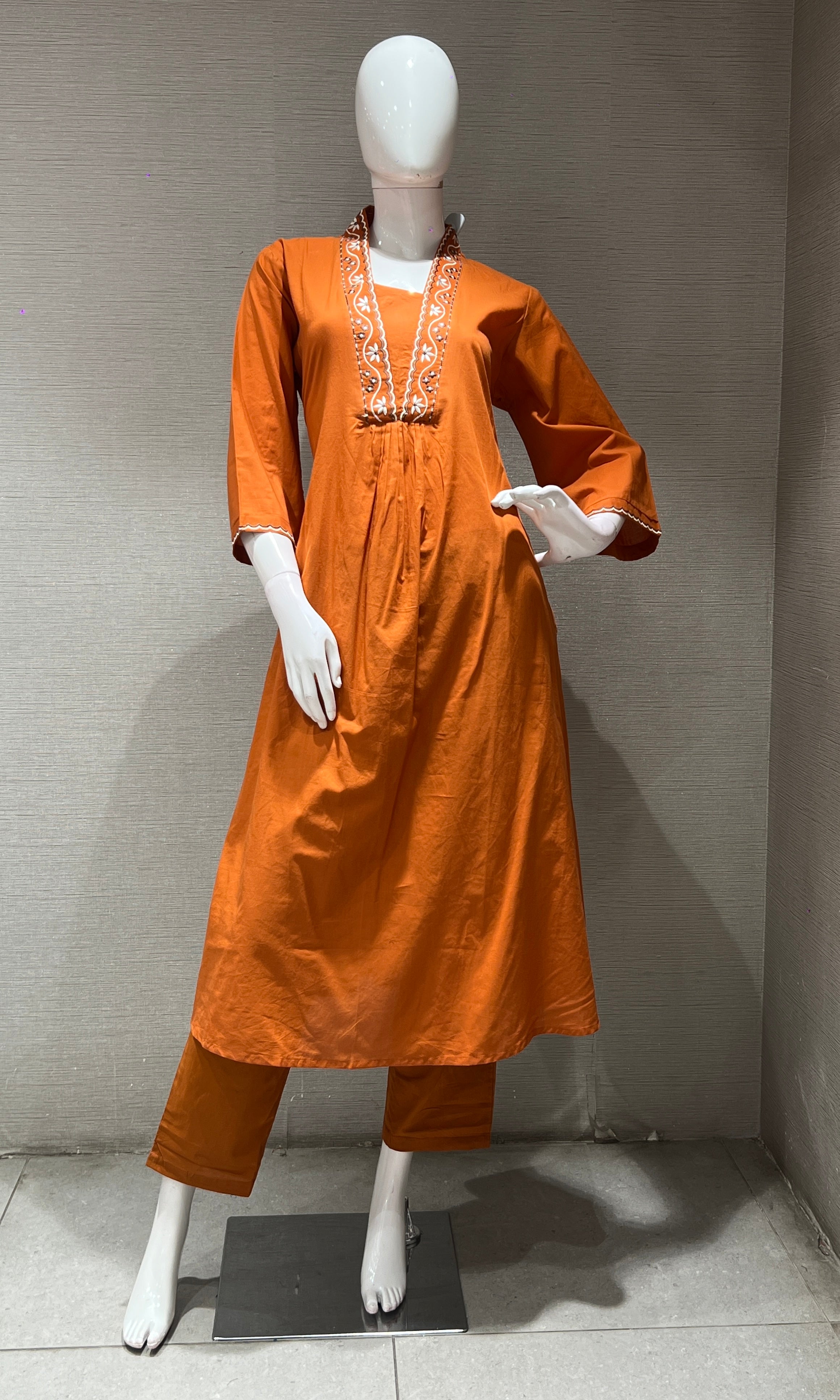 Rust EMBROIDERED kurta set