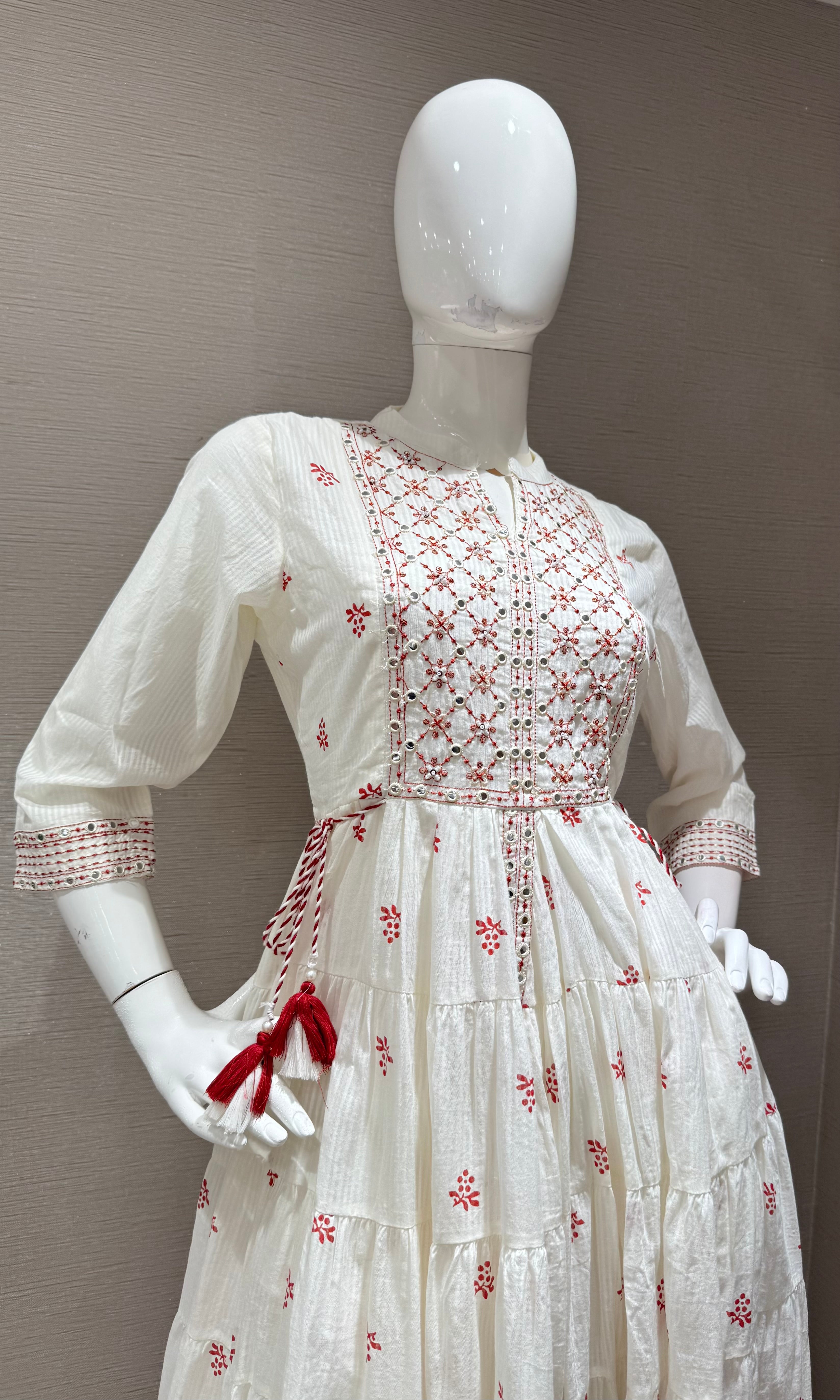 maroon printed anarkali set with dupatta