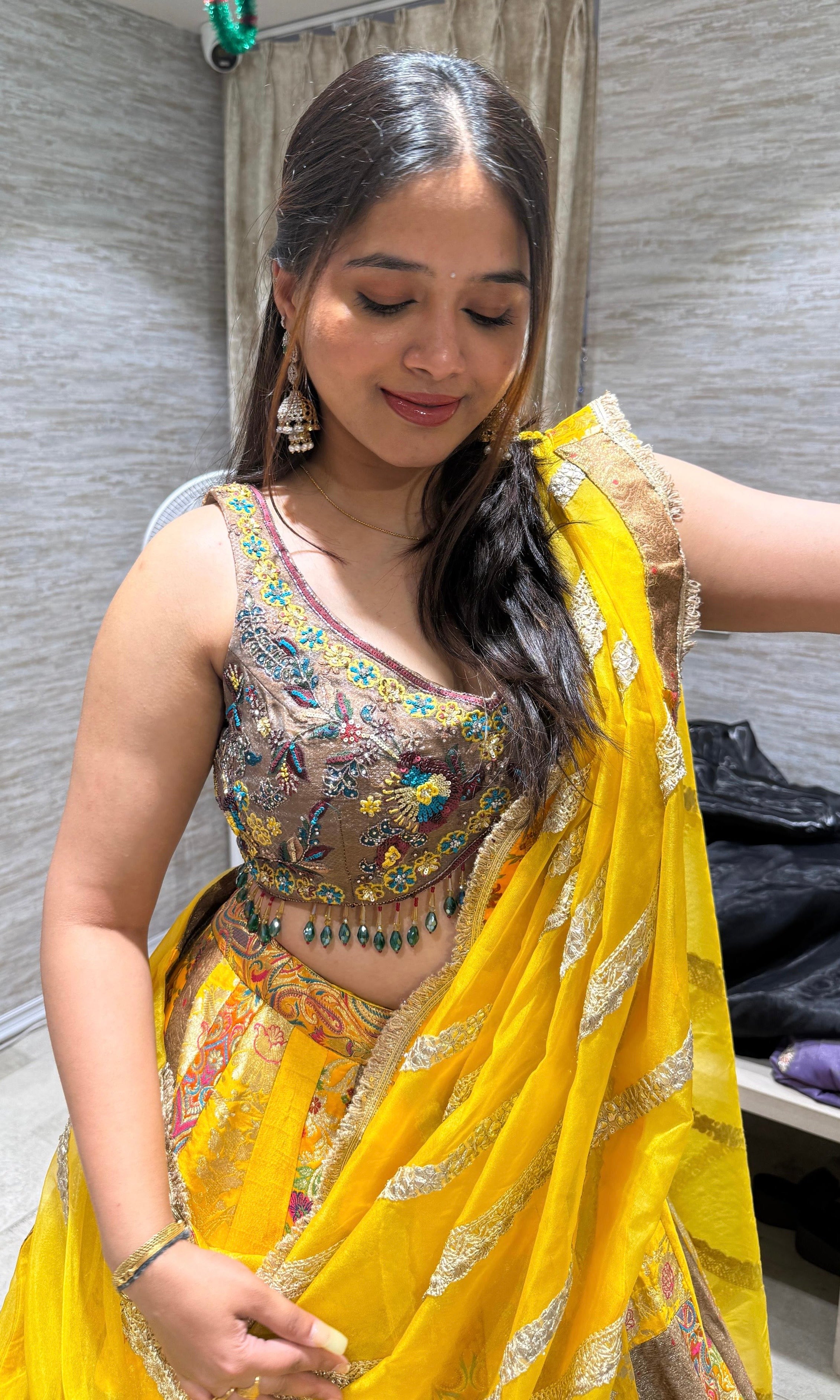 Mustard yellow EMBROIDERED Lehenga