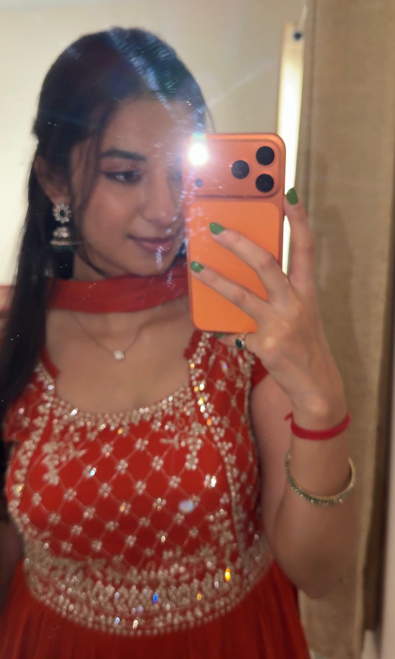 Orange RUFFLE ANARKALI LONG dress