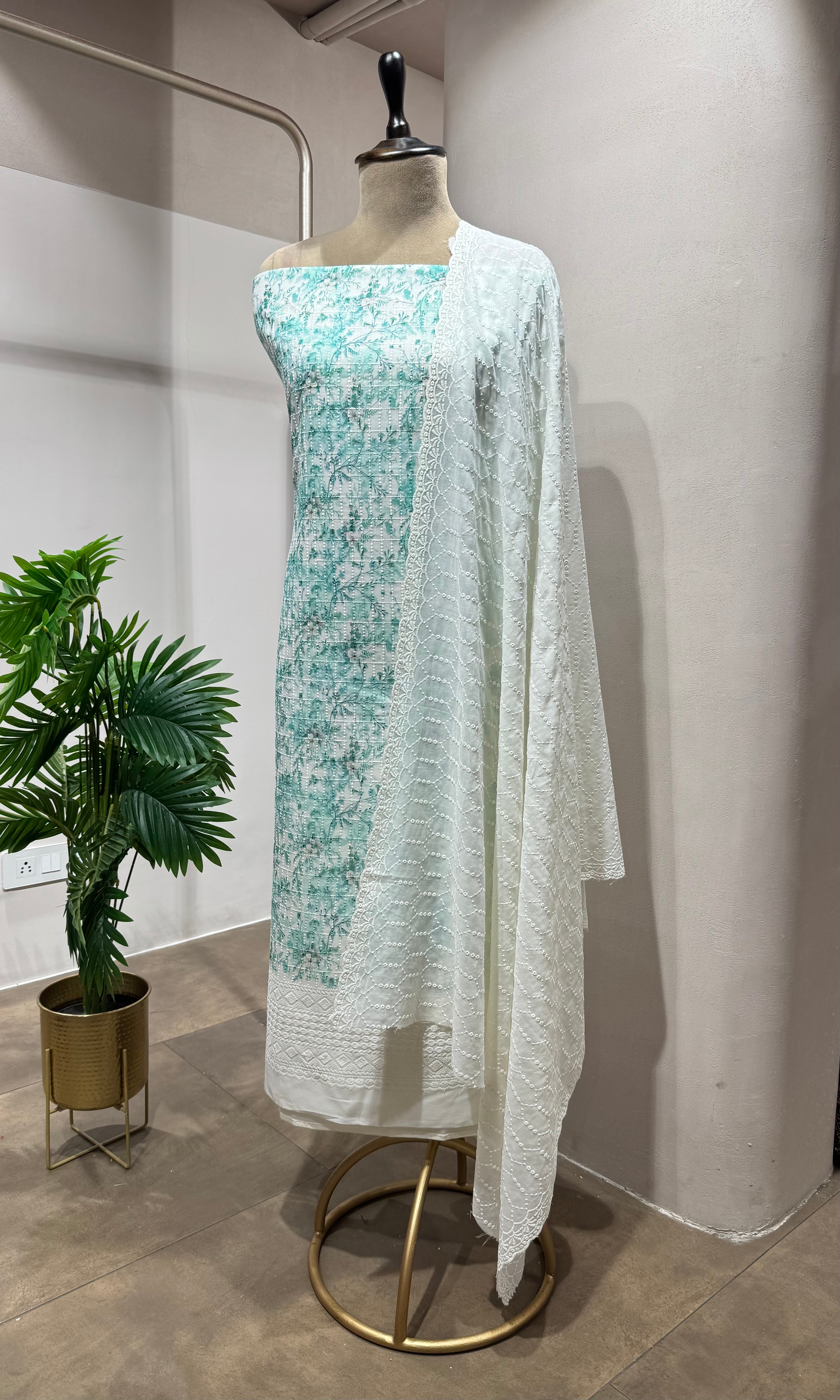 BLUE Embroidered DRESS MATERIAL