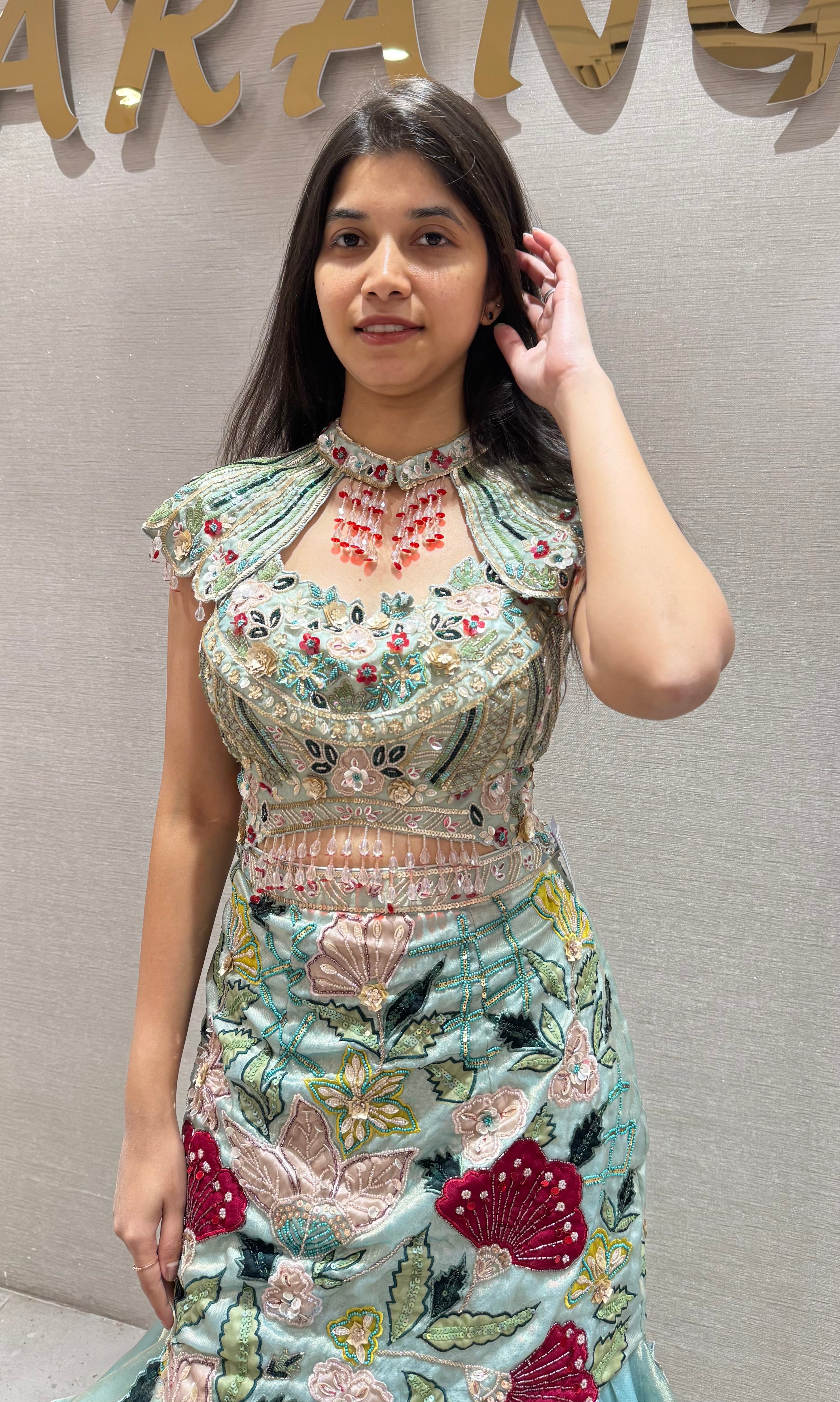 AQUA Embellished Fish Cut Lehenga