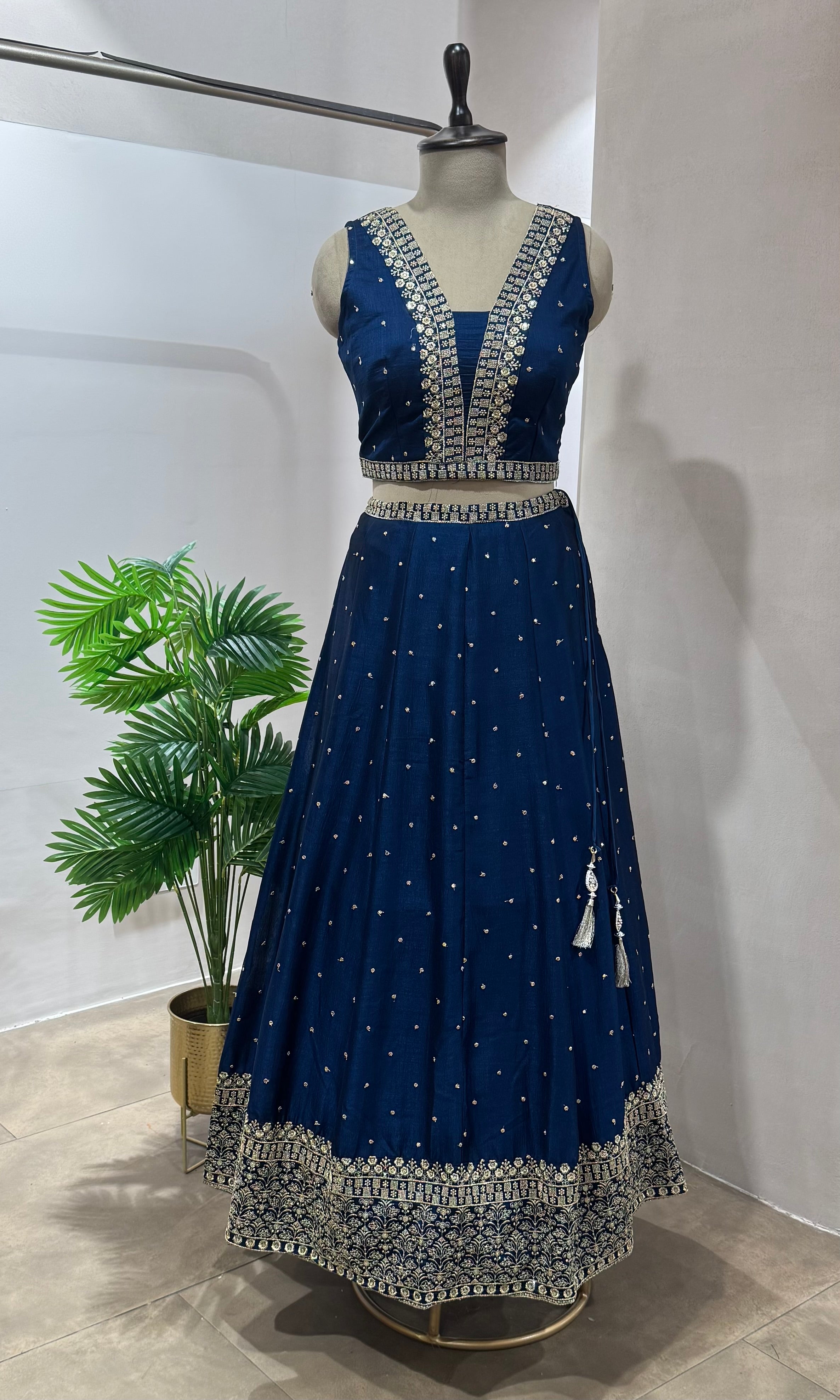 Blue INTRICATE EMBROIDERED lehenga