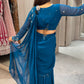 Royal blue Pallazo with drapping  saree