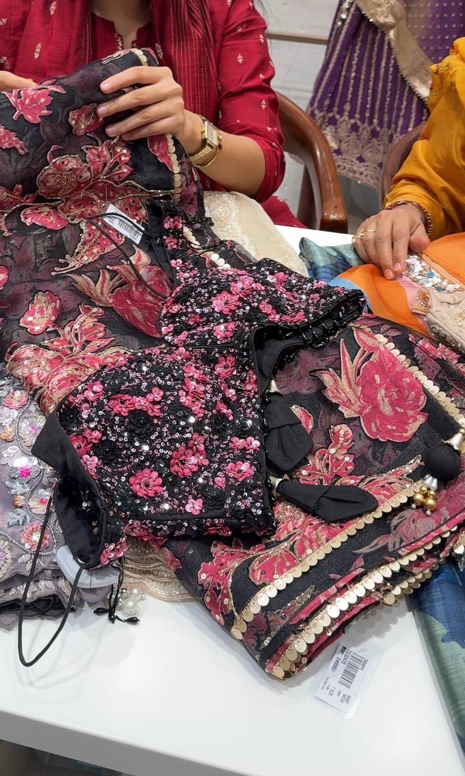 Black FLORAL  saree with ready blouse