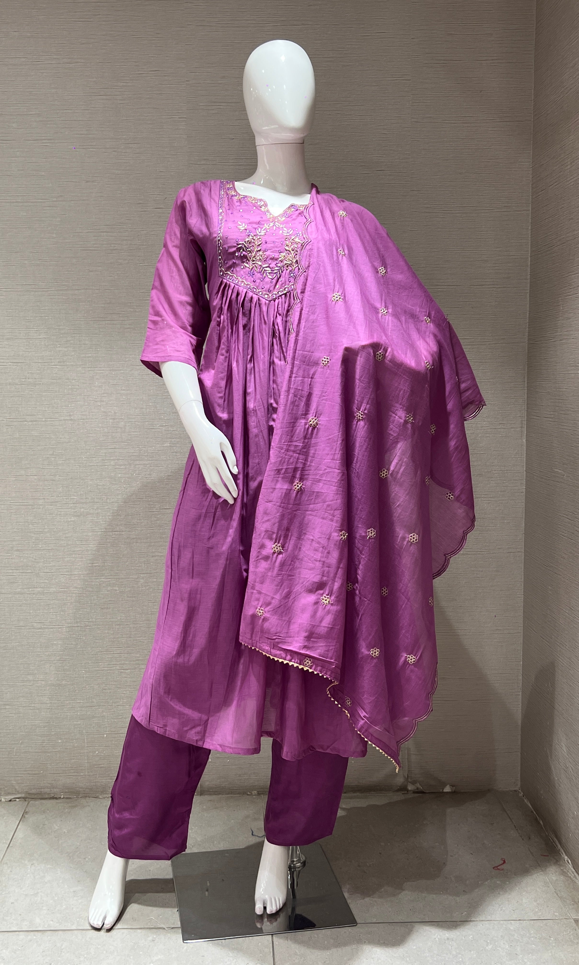 Purple MUL CHANDERI kurta set