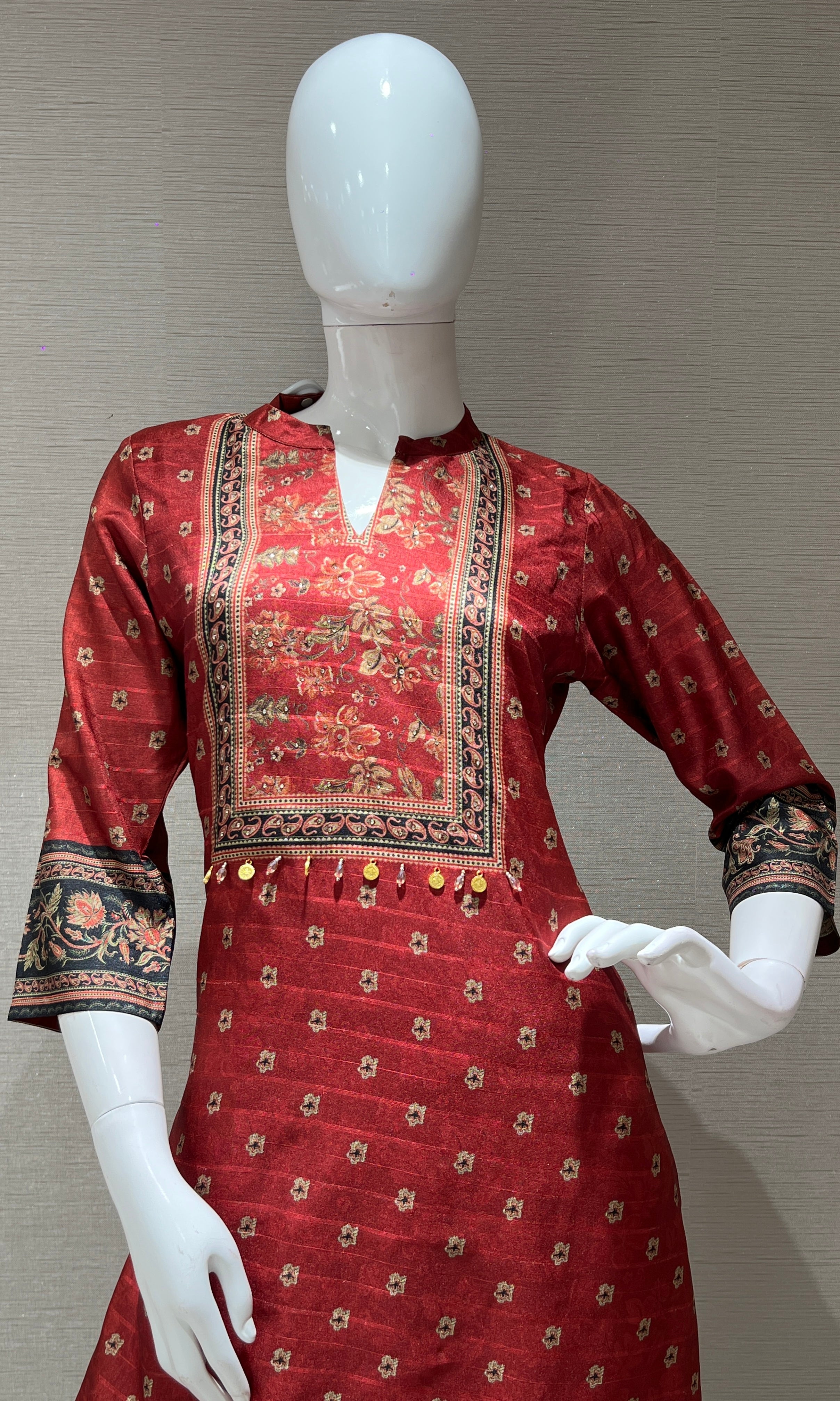 Rust printed kurta set